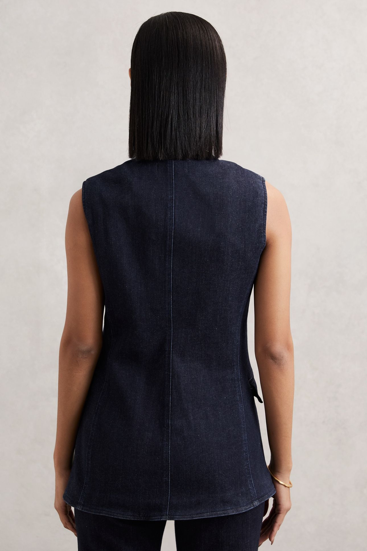 DENIM LONG LINE WAISTCOAT DARK BLUE 3