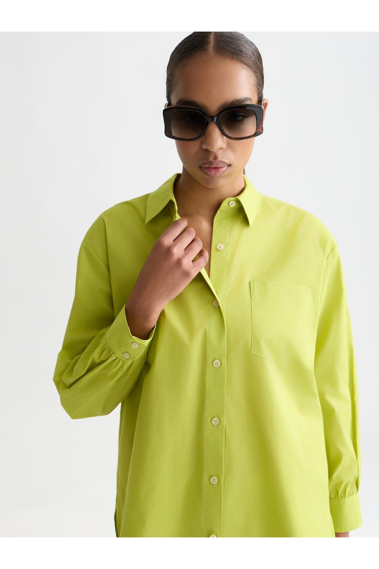 COTTON VOILE OVERSIZED SHIRT GREEN OASIS 6