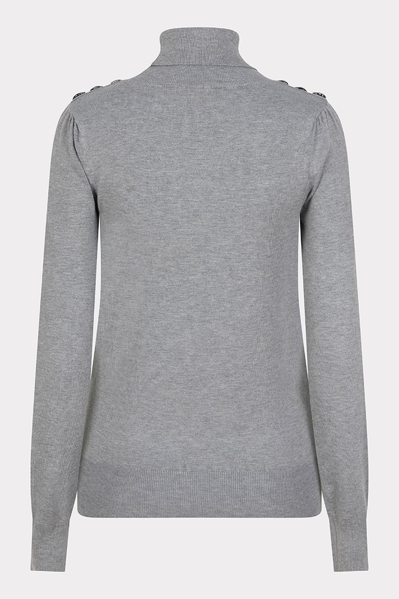 SWEATER SHLDR BUTTON COL BASIC KNIT GREY MELANGE 2