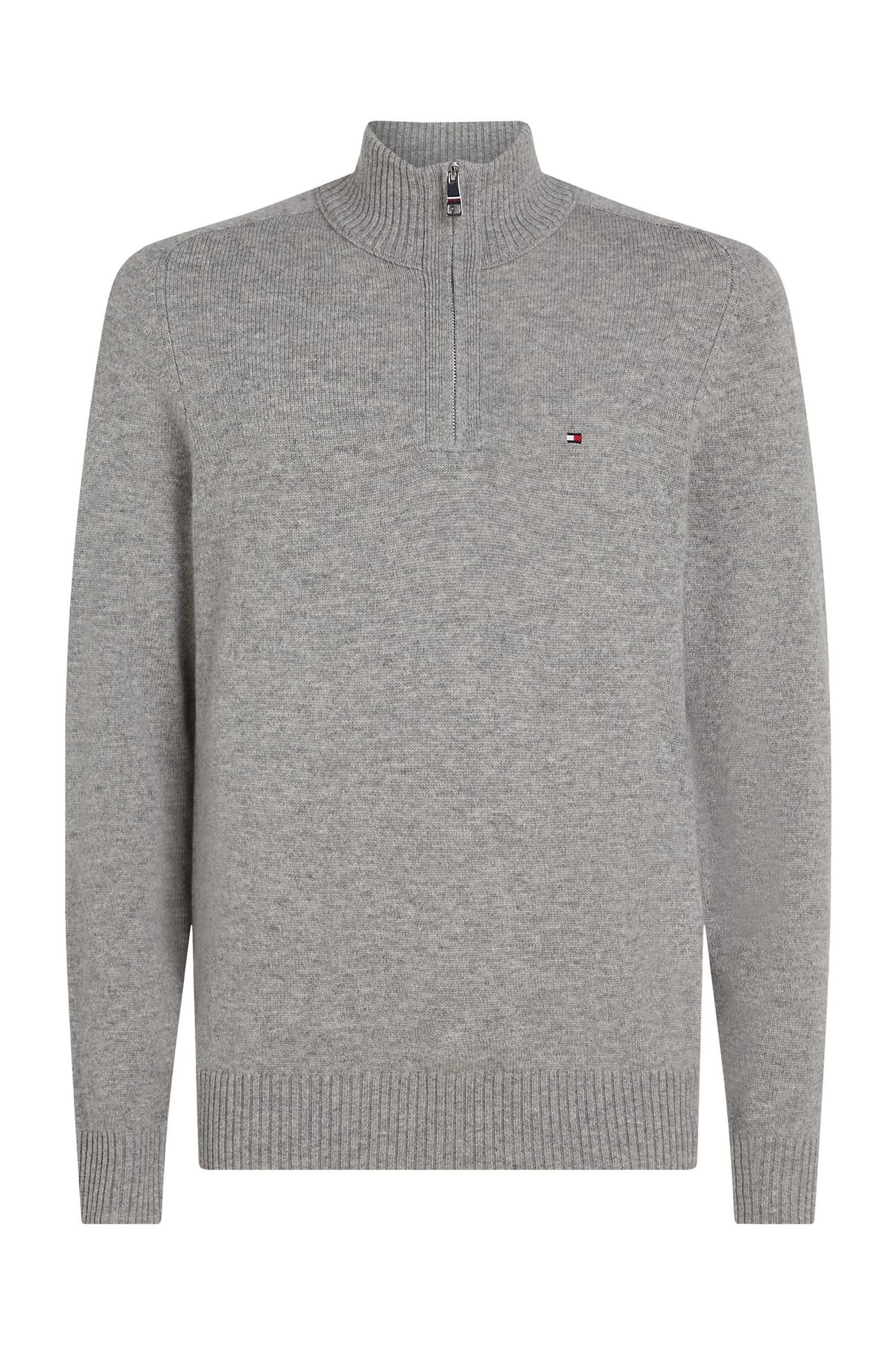 LAMBSWOOL ZIP MOCK LIGHT GREY HEATHER 9