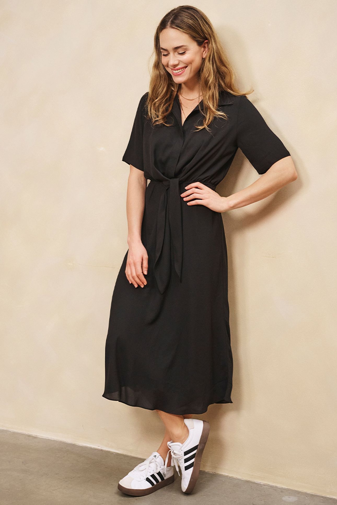 DRESS LONG KNOT S/SLVE BLACK 1