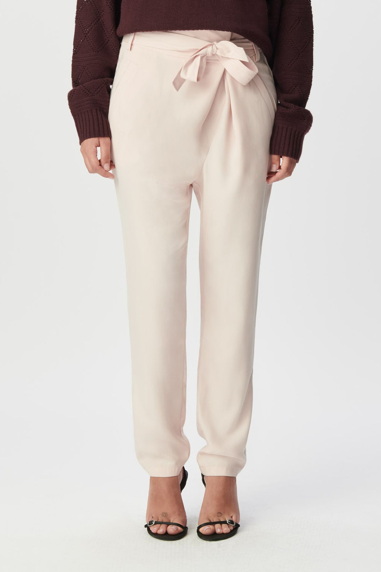 PINK ASYMMETRIC WAIST SUIT TROUSERS 1