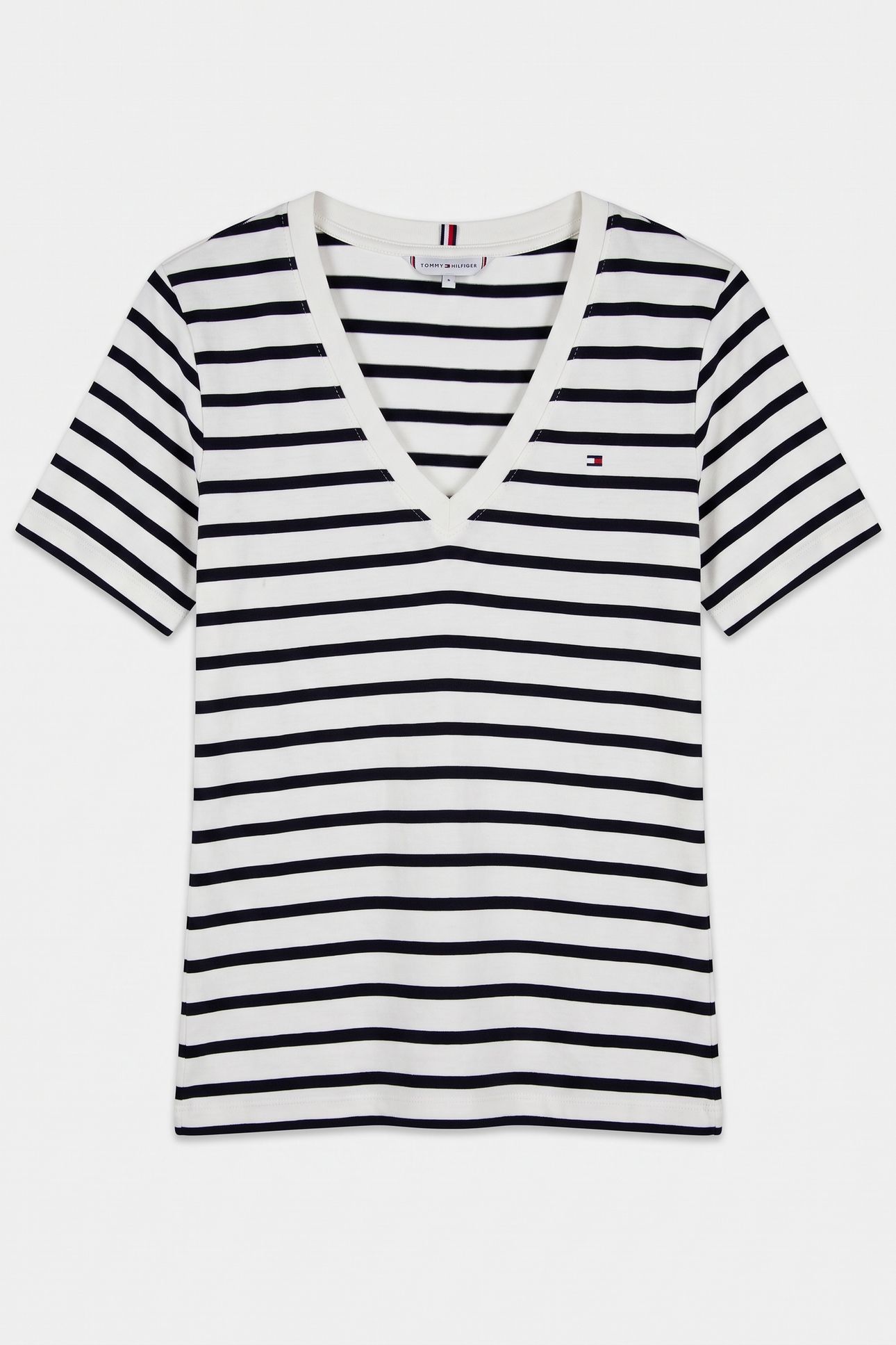 CODY SLIM V-NECK S/S TEE NOS BRETON ECRU/NAVY BLUE 3