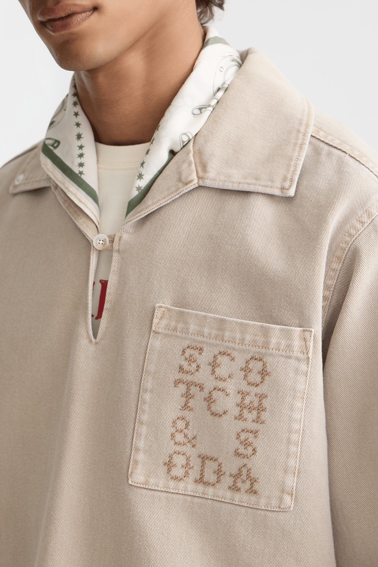 HALF CLOSURE WASHED OVERSHIRT WHITE TRADITIONAL 6