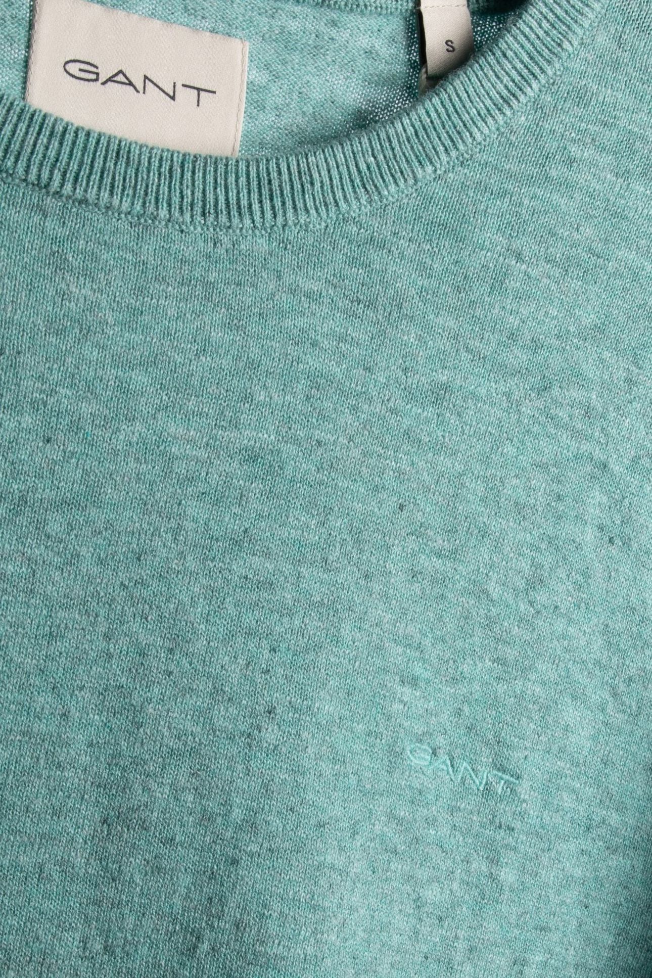 SLUB COTTON LINEN C-NECK OCEAN GREEN MELANGE 4