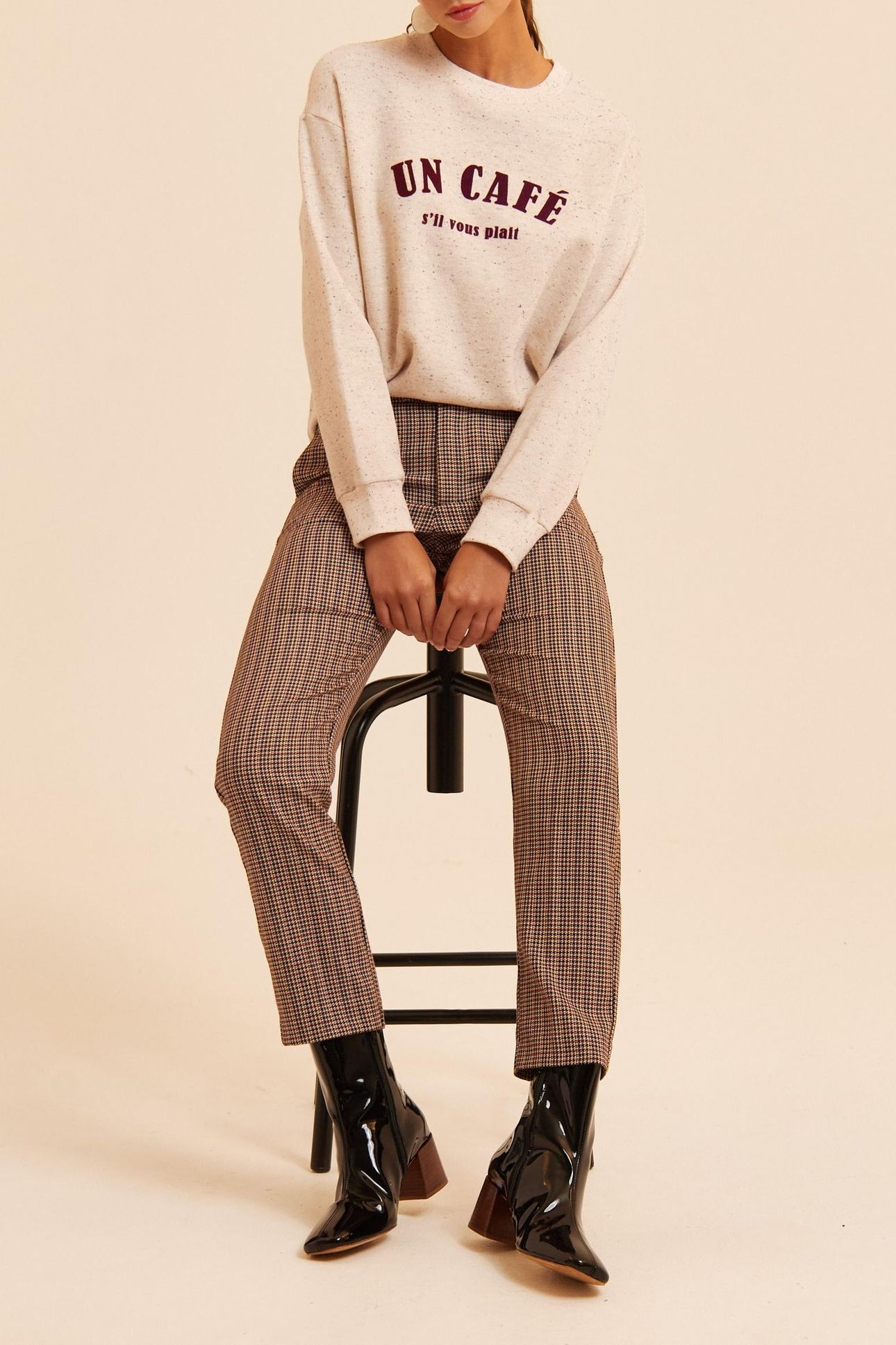 BEIGE HOUNDSTOOTH SUIT TROUSERS LAURENCE 5
