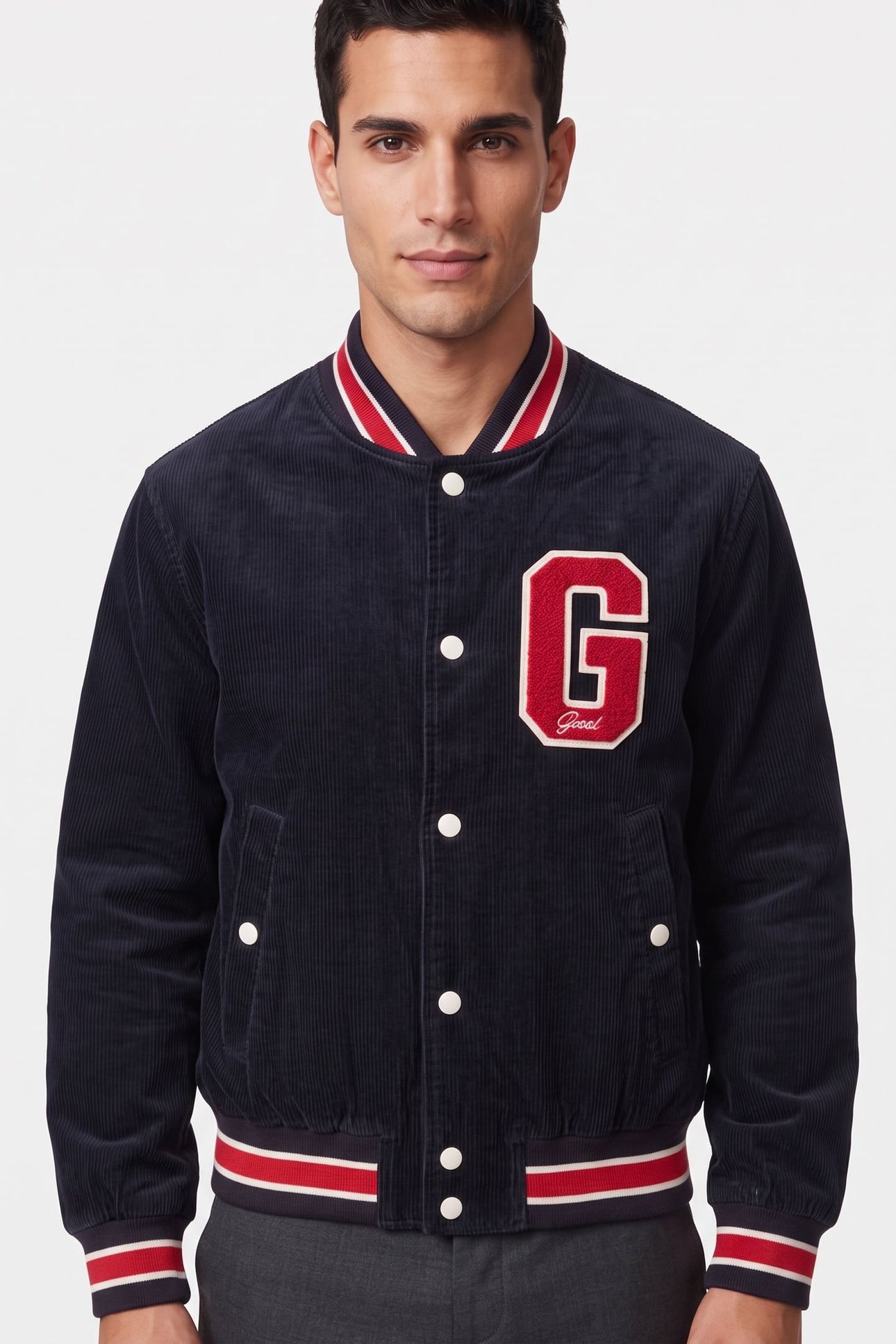 CORD VARSITY JACKET BLACK 1