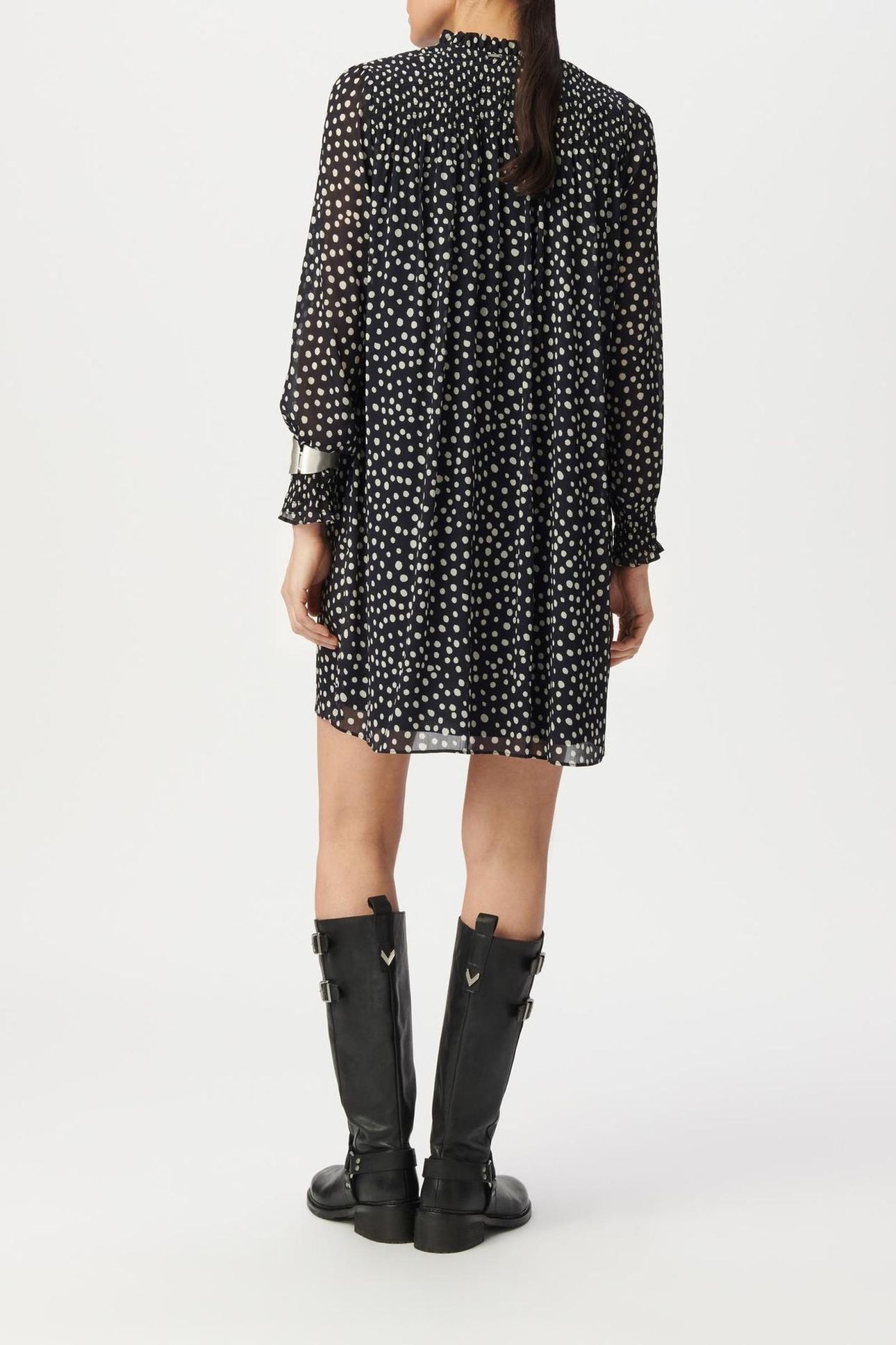 NAVY POLKA DOT PRINT SHORT DRESS 5