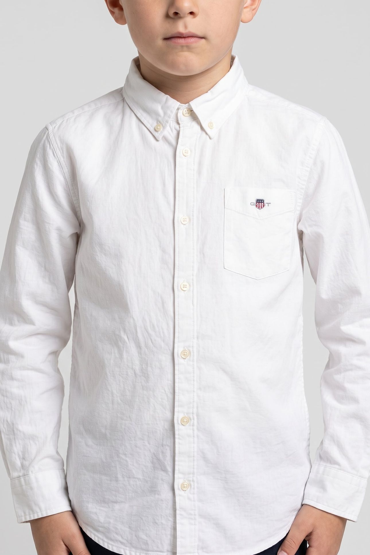 TEEN BOYS SHIELD LINEN BLEND SHIRT WHITE 1