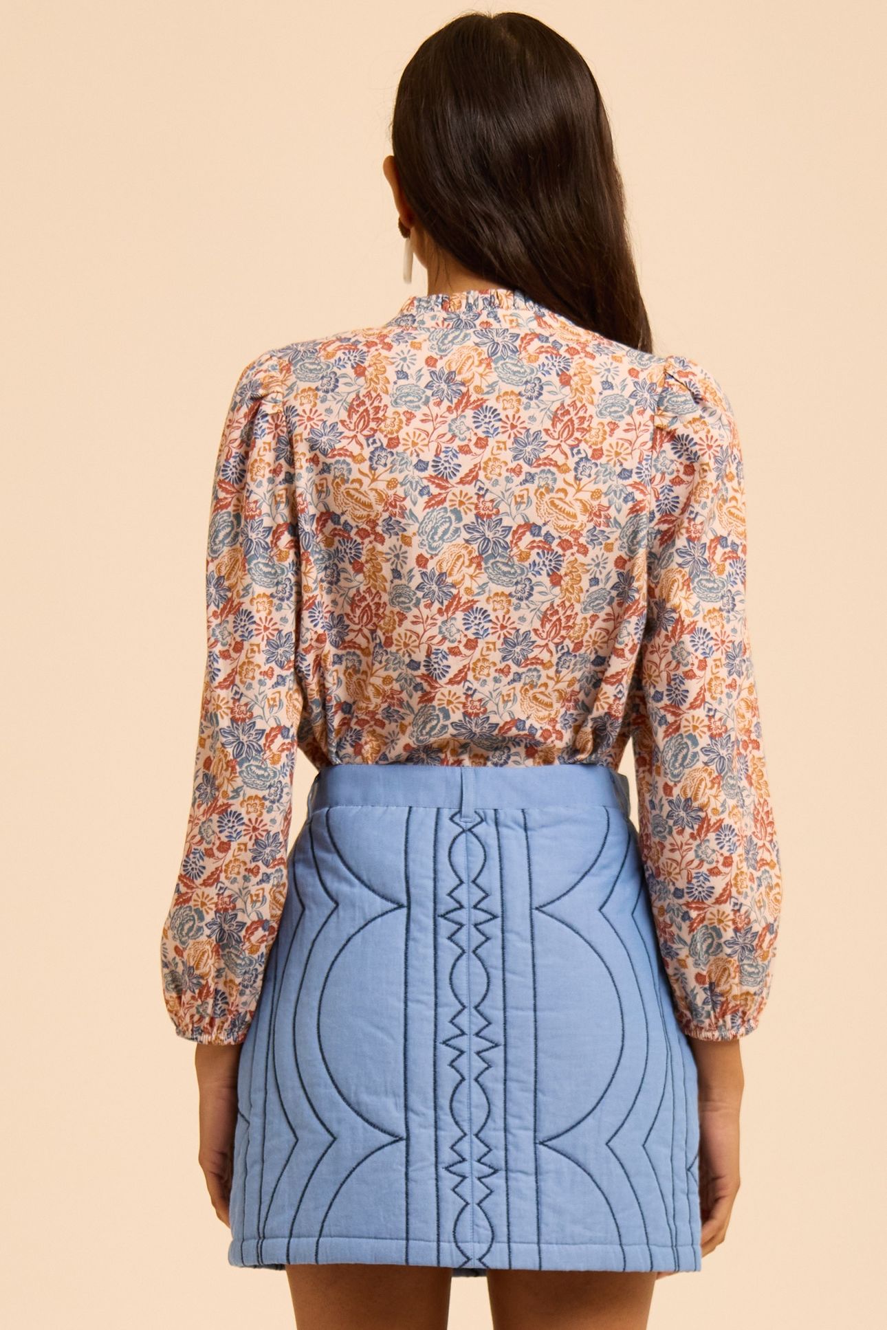BLUE QUILTED SHORT SKIRT 2