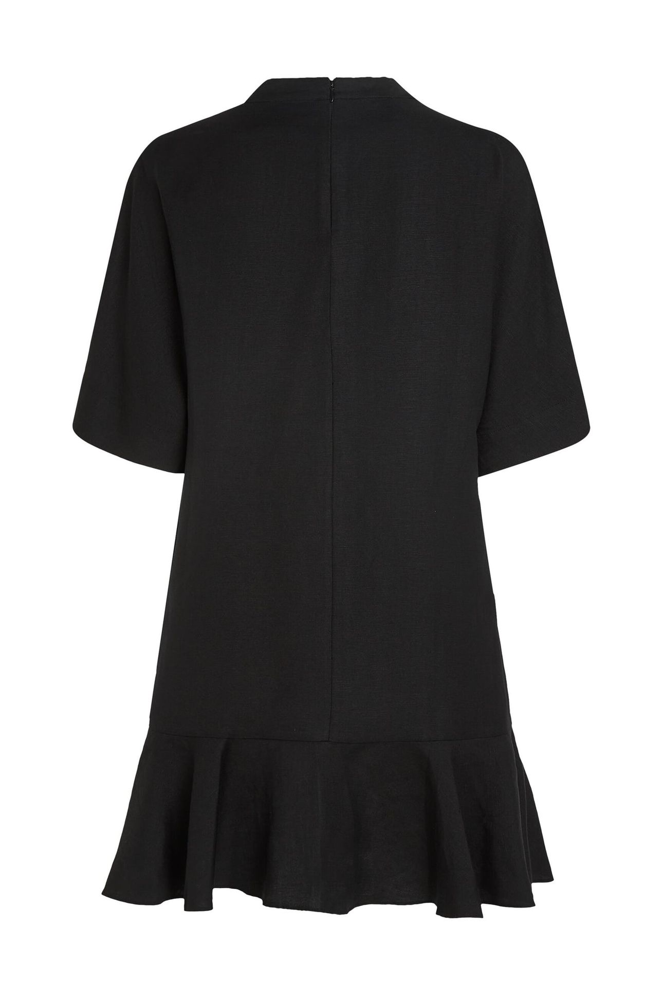 LINEN BLEND SHIFT DRESS BLACK 5