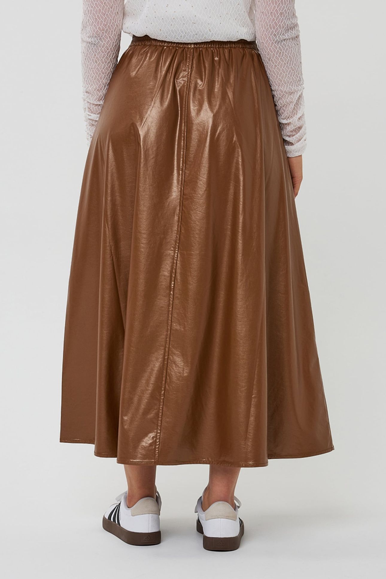 SKIRT LONG METALLIC PU BRONZE METALLIC 3