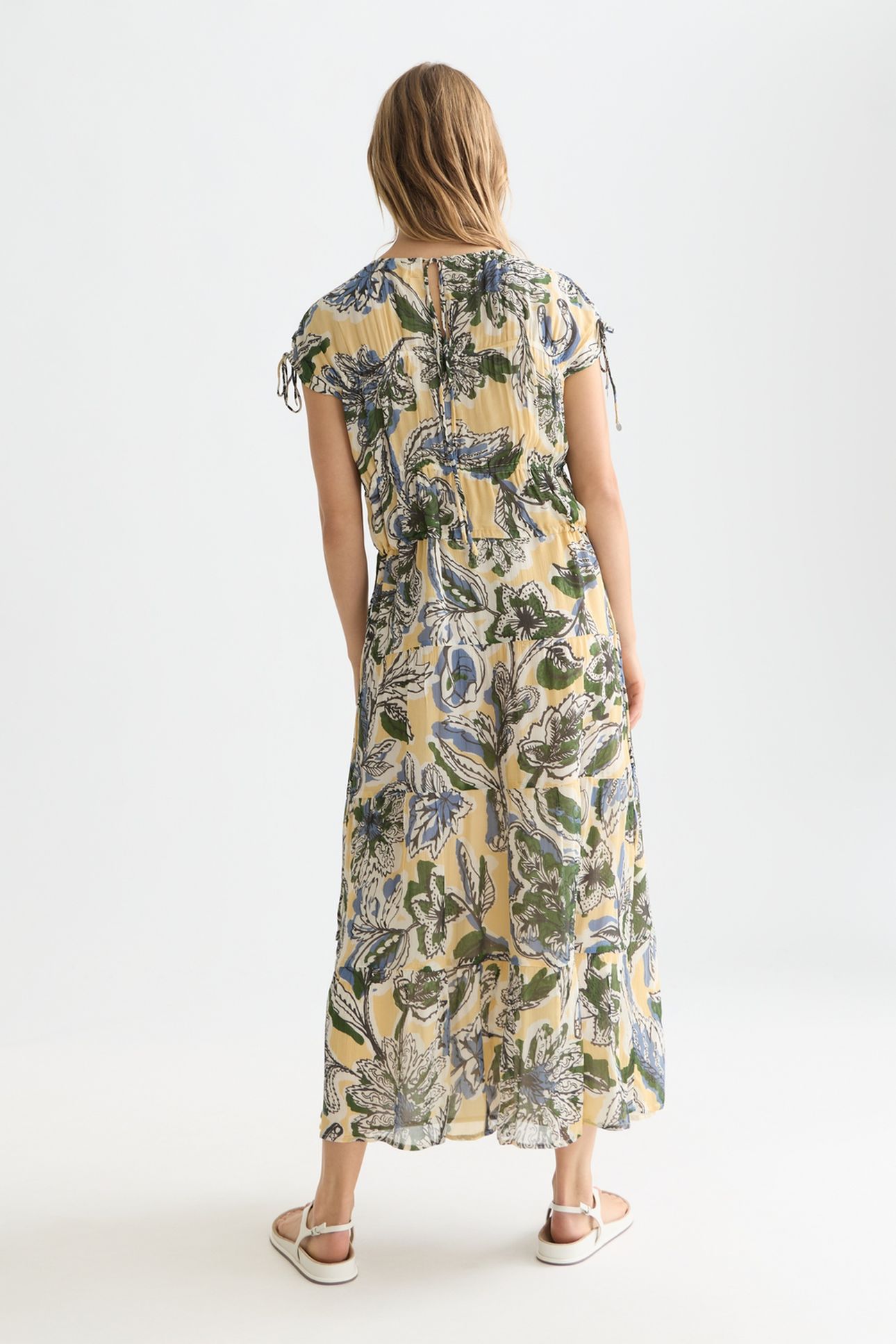 TIERED PRINTED CHIFFON MIDI DRESS LUCKY BANDANA MULTI PARSNI 2