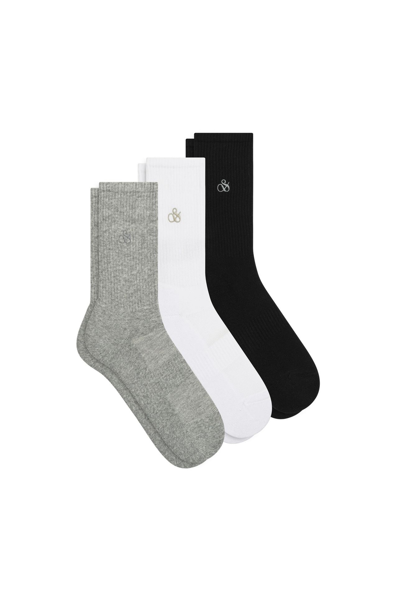 3PK MENS 1/2 TERRY COTTON CREW MEDIUM GREY 1