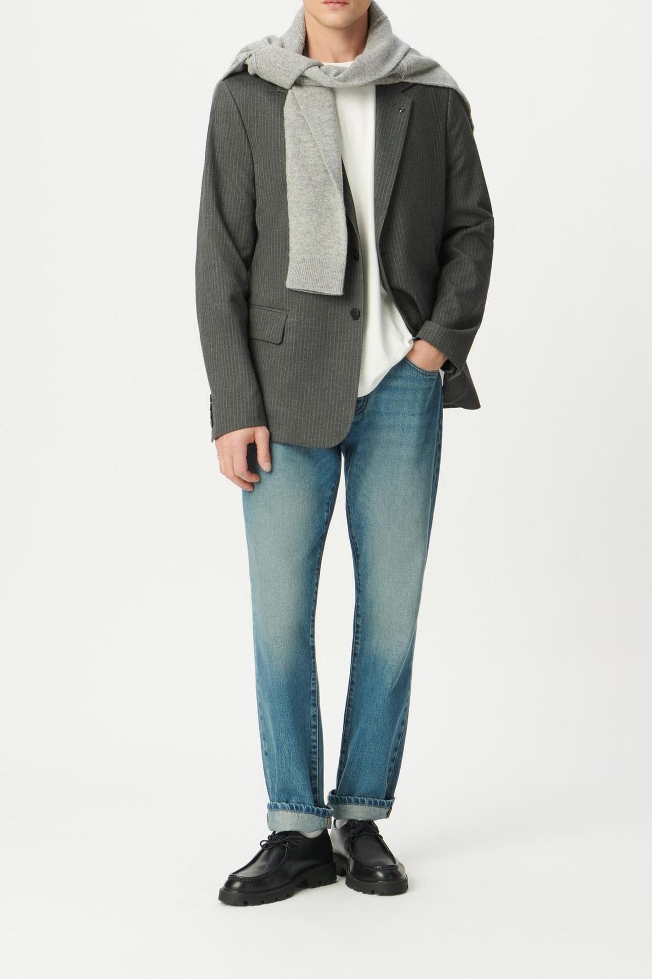 DARK HEATHER GREY PINSTRIPE SUIT JACKET 3
