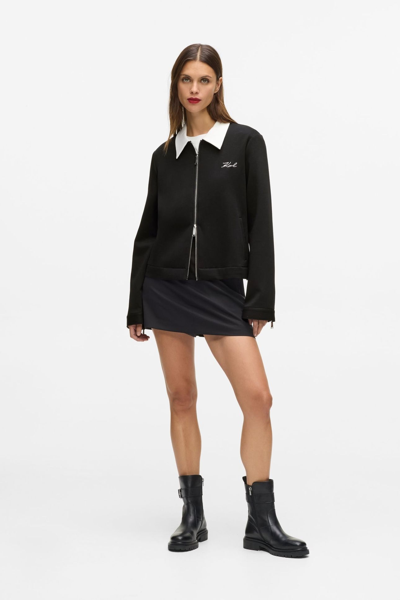 BW TWO WAY ZIP UP WHITE/BLACK 3