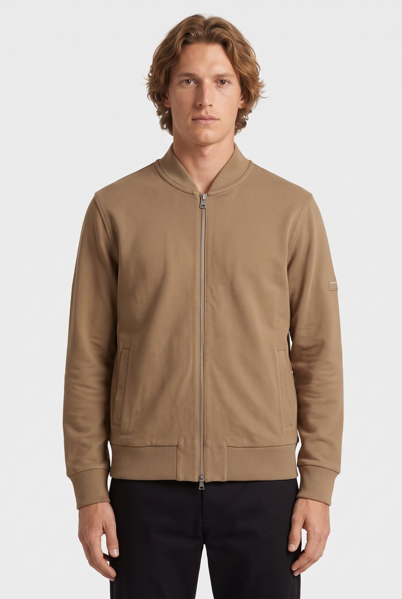 MERCERISED TEXTURE BOMBER LIGHT TAUPE 1