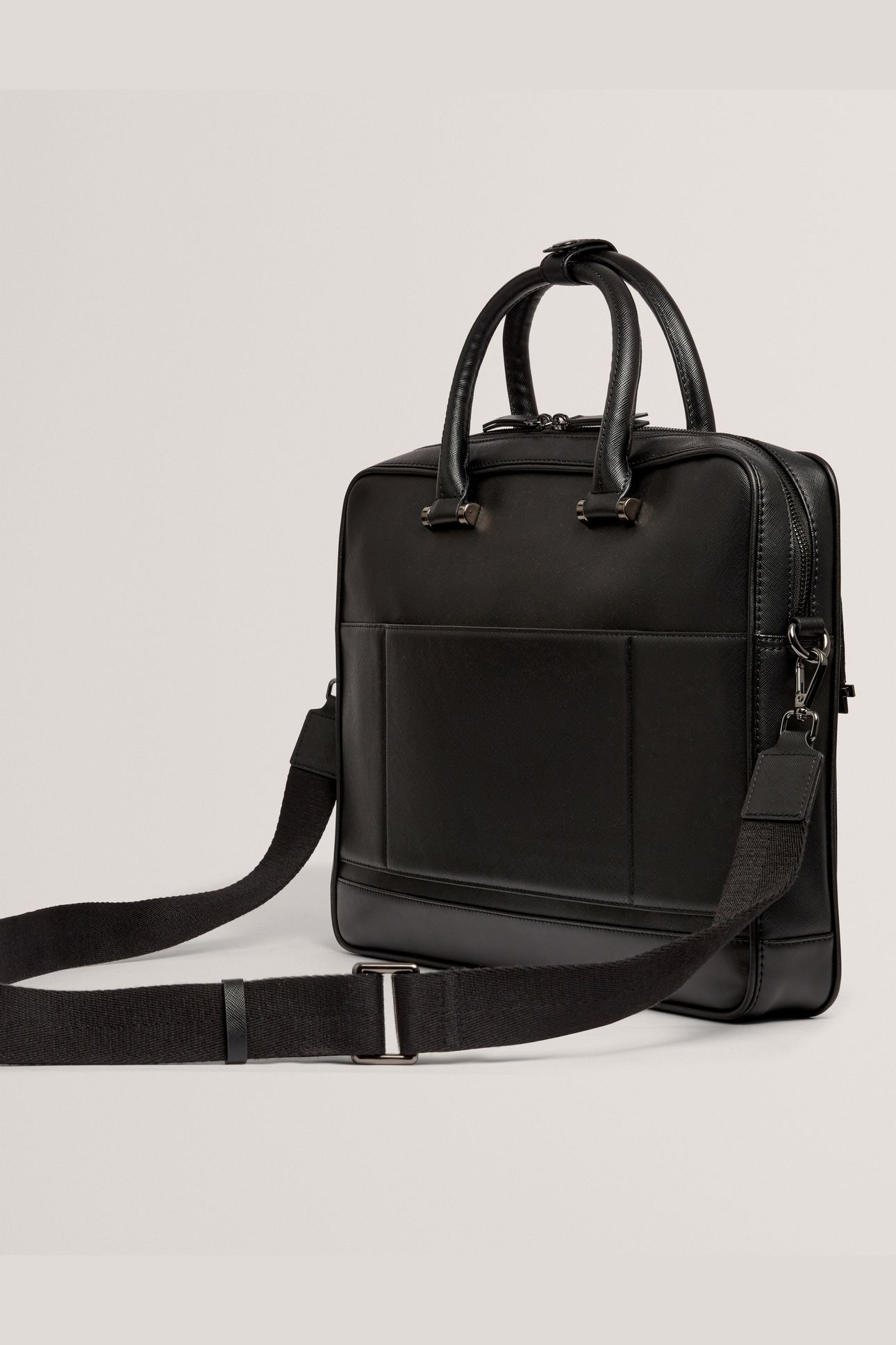TIE BAR DETAIL PU DOCUMENT BAG BLACK 2