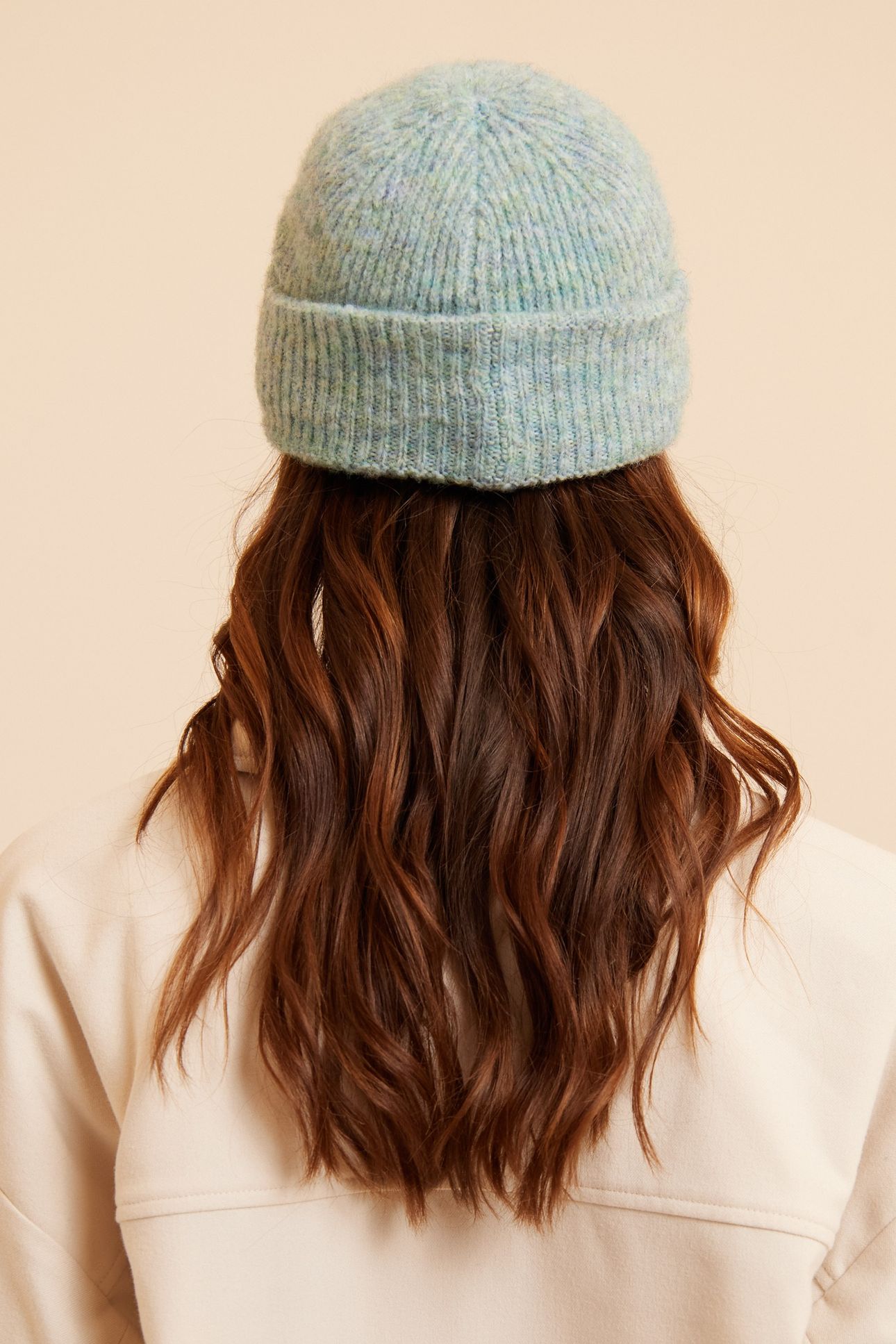 SKY BLUE RIBBED KNIT EMBROIDERED BEANIE 1