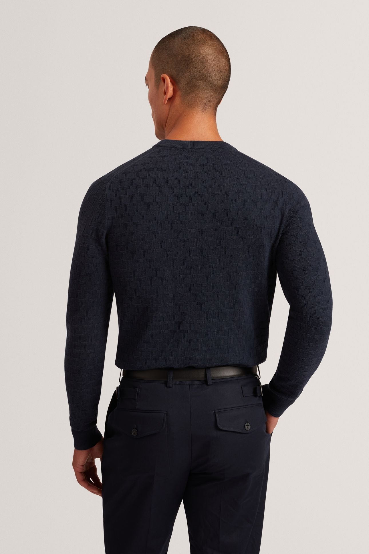 T STITCH CREW NECK NAVY 2