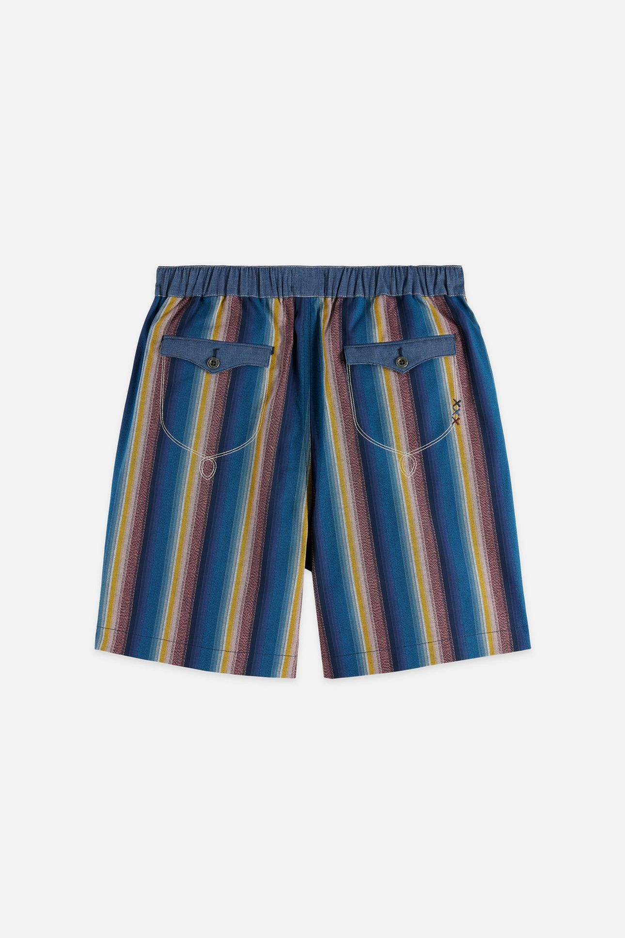 WESTERN DETAILED STRIPED COTTON LOOSE-FIT BERMUDA NAVY 5