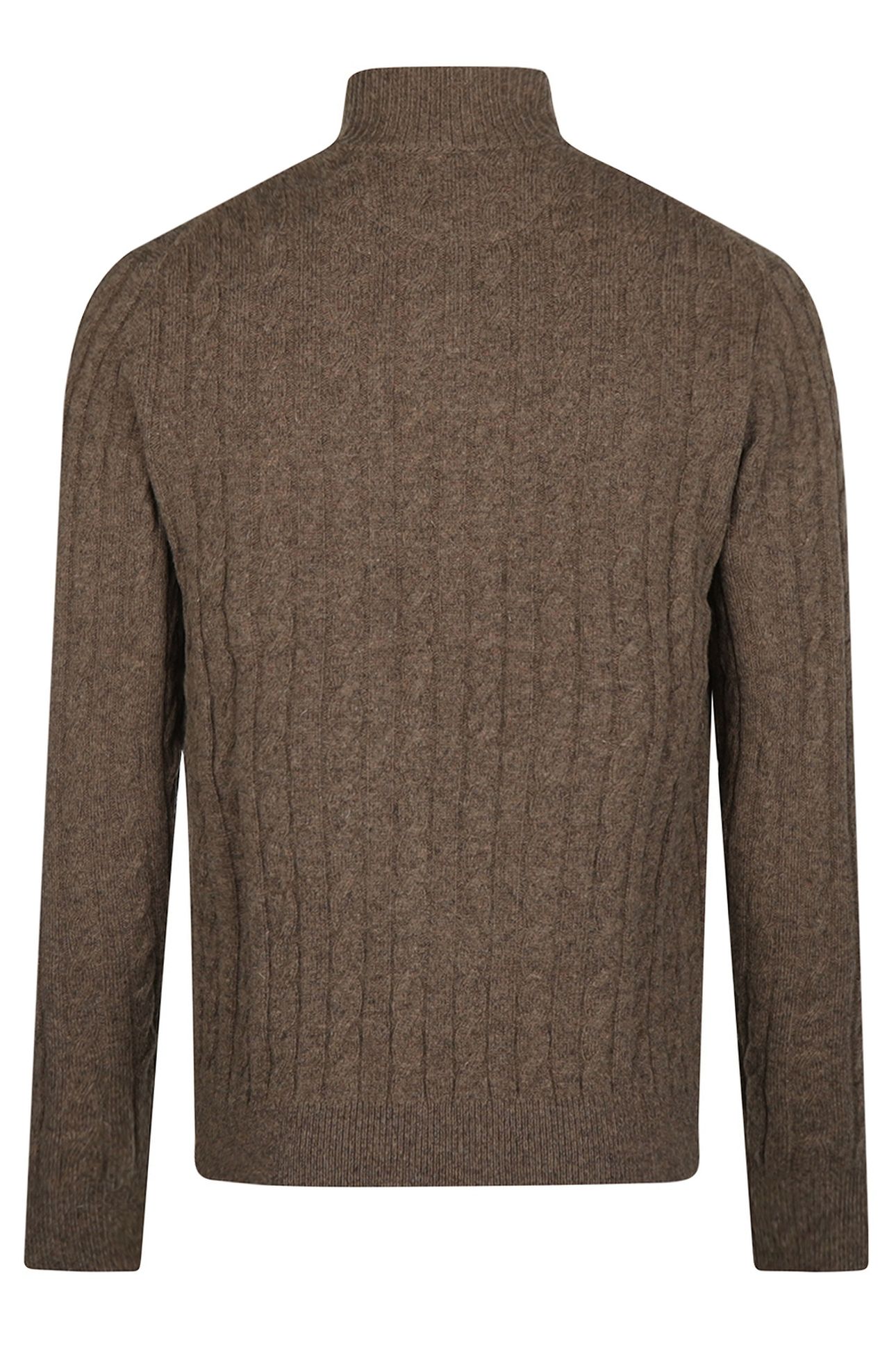 CABLE ZIP MOCK SWEATER CHOCOLATE BROWN 2