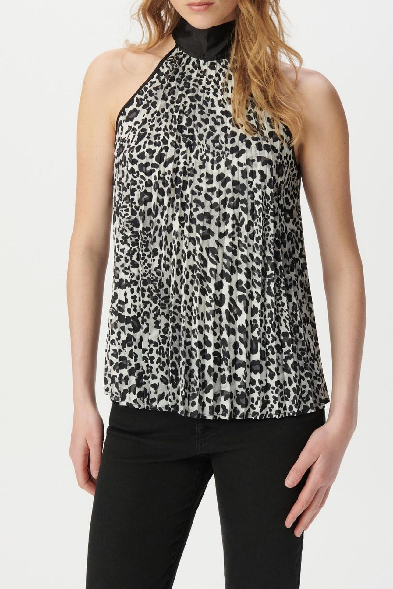 GREY RECYCLED POLYESTER TOP WITH PANTHER PRINT 1