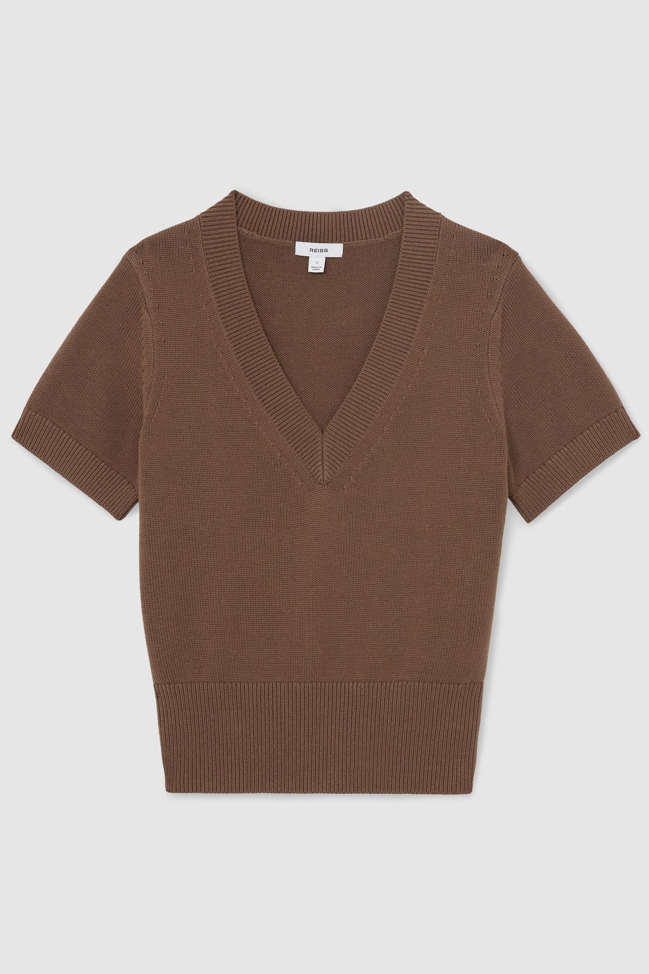 KNIT V NECK TOP TAUPE NEUTRAL 4