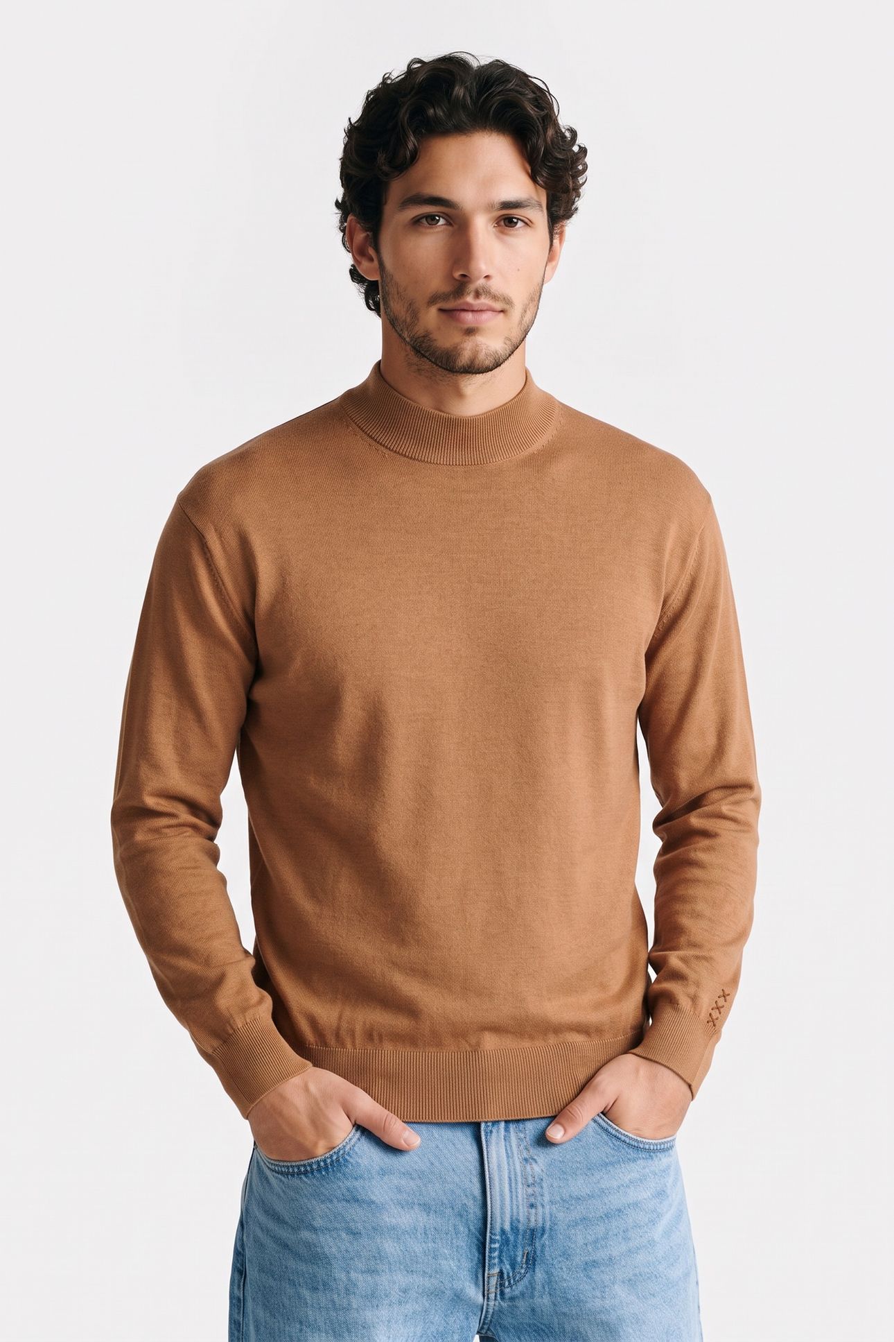 CORE - DROPPED SHOULDER MOCK NECK PULLOVER MEDIUM BEIGE 1