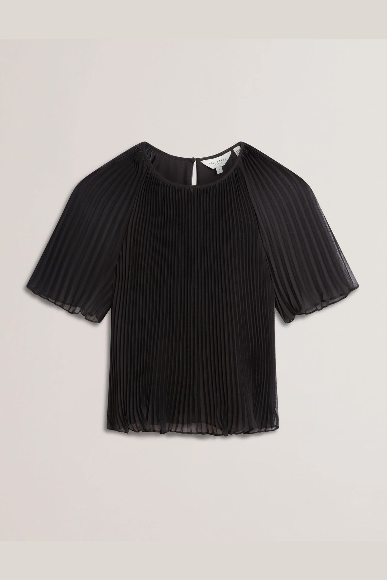 AGARA PLEATED SHORT SLEEVE BLOUSE BLACK 3