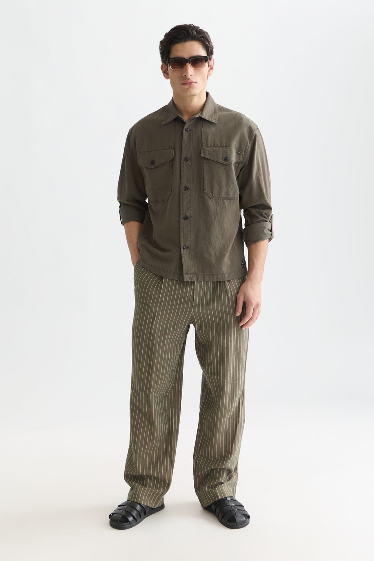 COTTONLINEN OVERSHIRT DARK BEIGE 3