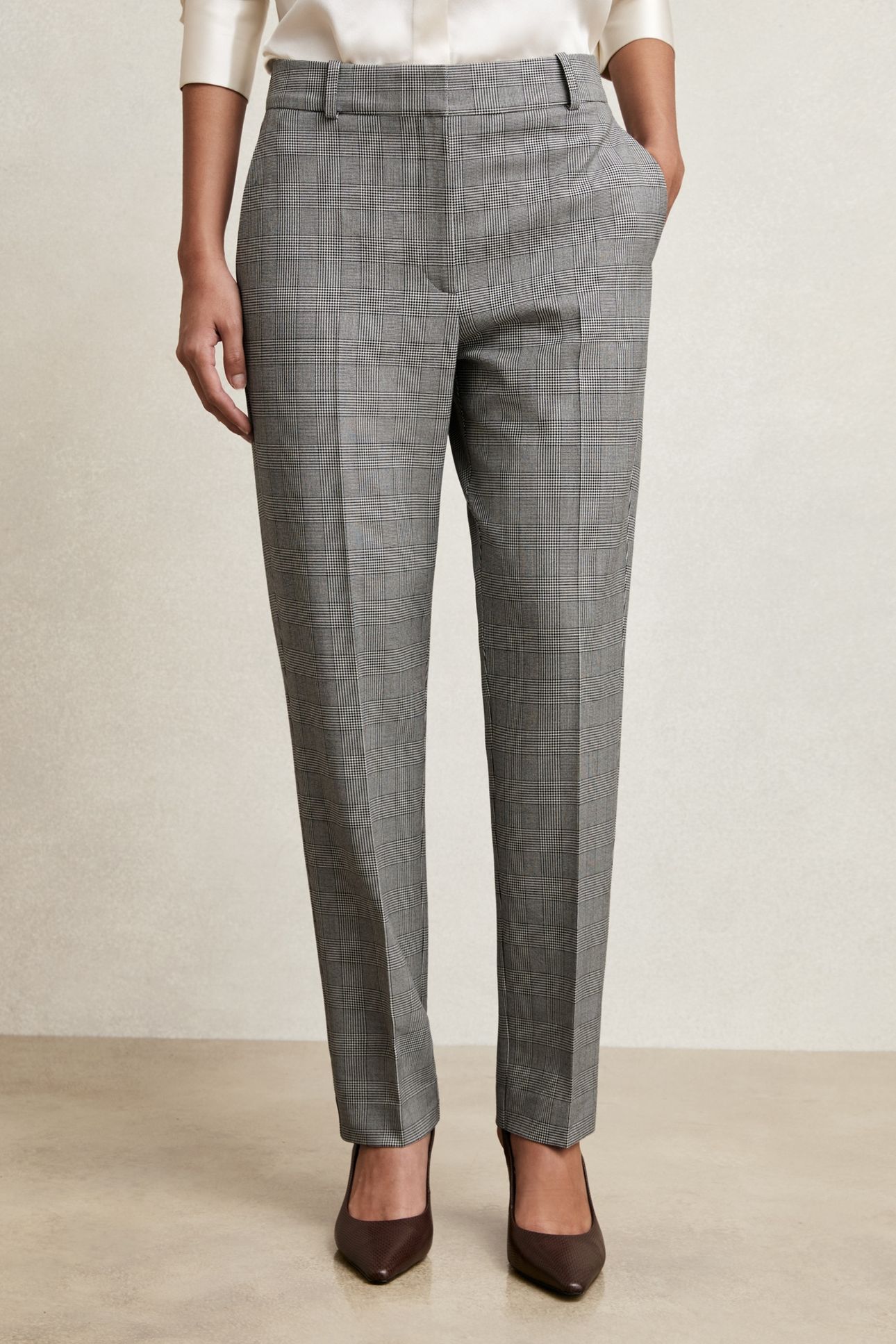 CHECK SLIM LEG TROUSER GREY 2
