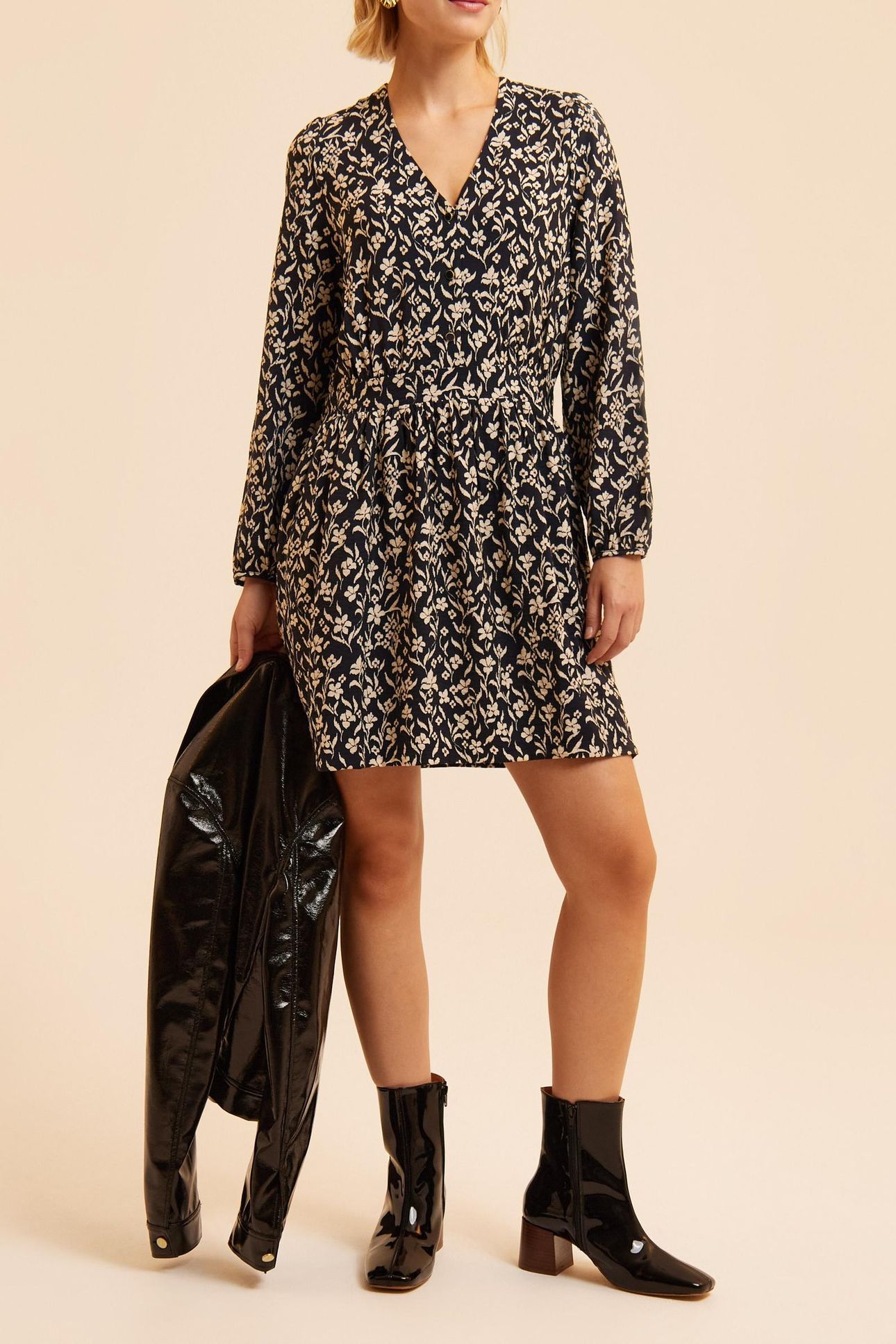 BLACK DRESS WITH ORCHID PRINT 5