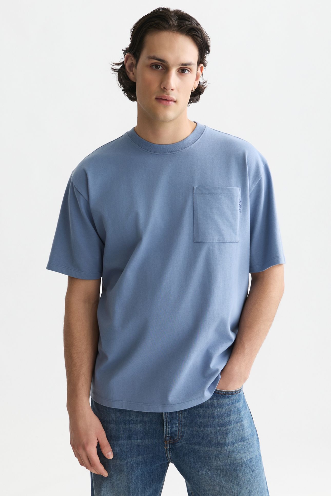 SEASONAL CORE 3 CROSSES CHEST POCKET LOOSEFIT TSHIRT NAVY 1