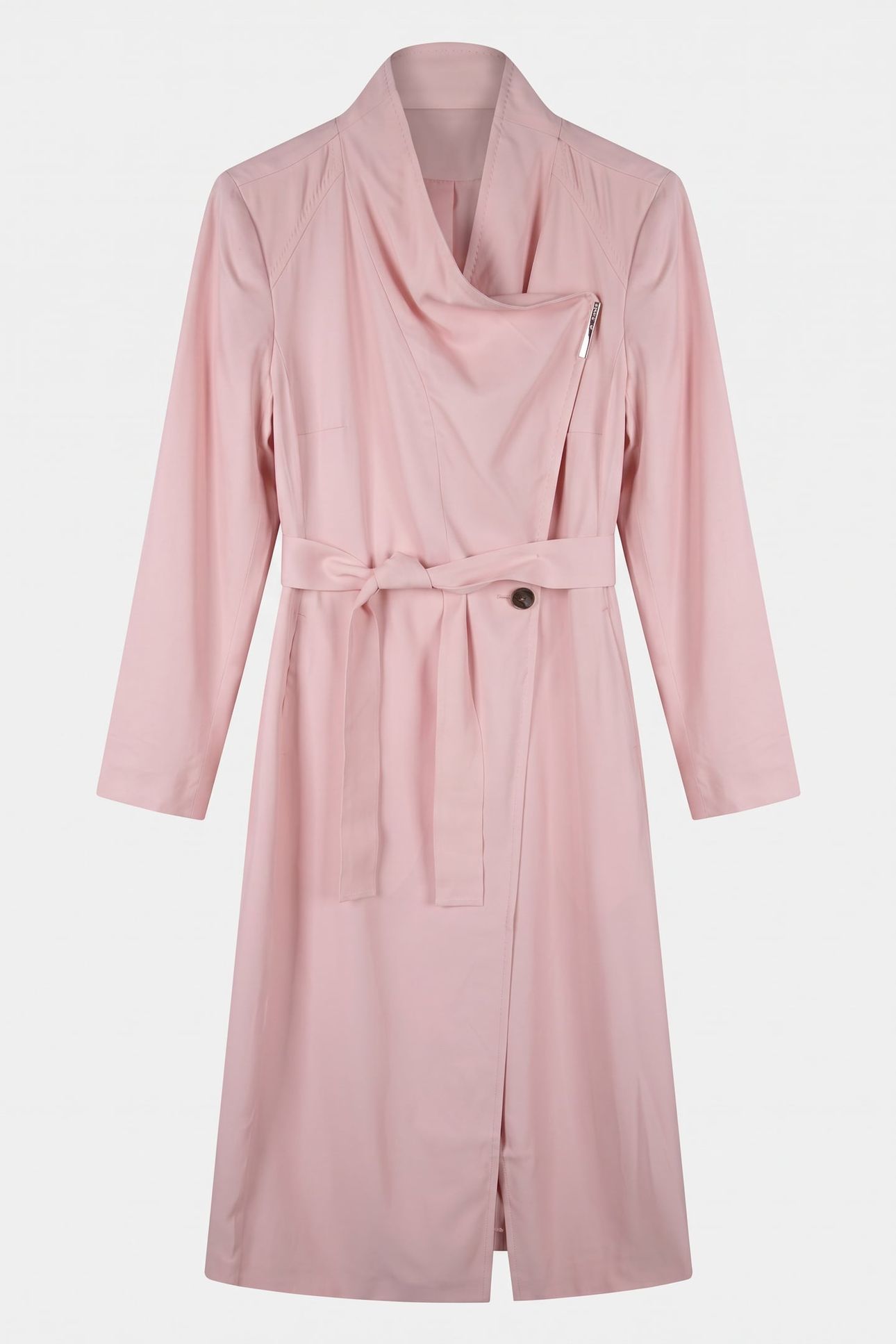 LONG LENGTH WRAP BELTED COAT PINK 3