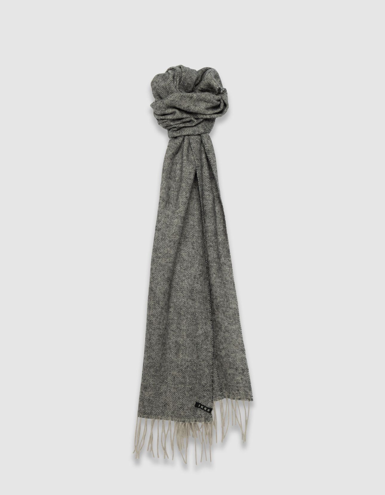 GREY MARL SCARF WITH FRINGES 1