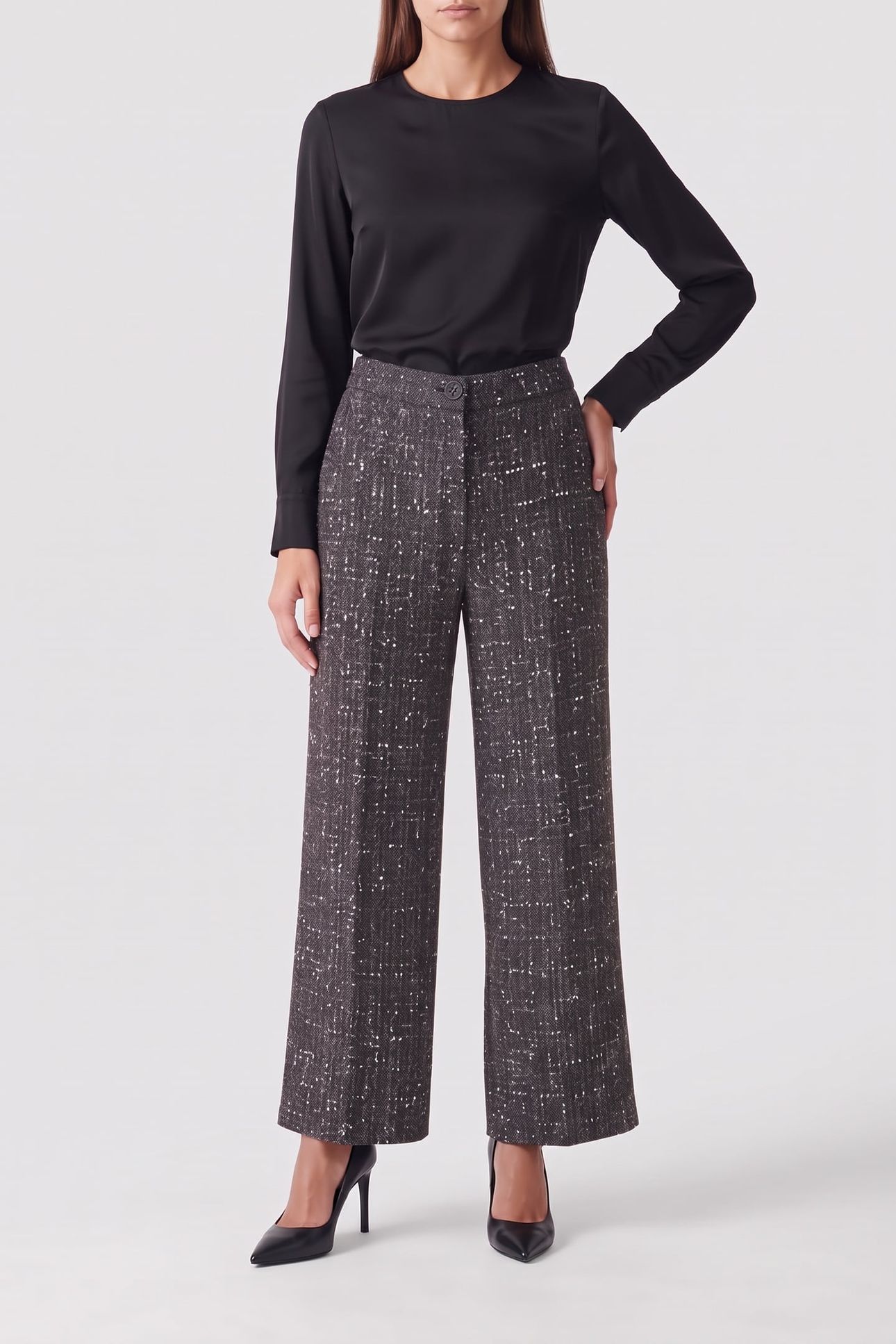 BOUCLE WIDE LEG PANTS GREY BOUCLE 2