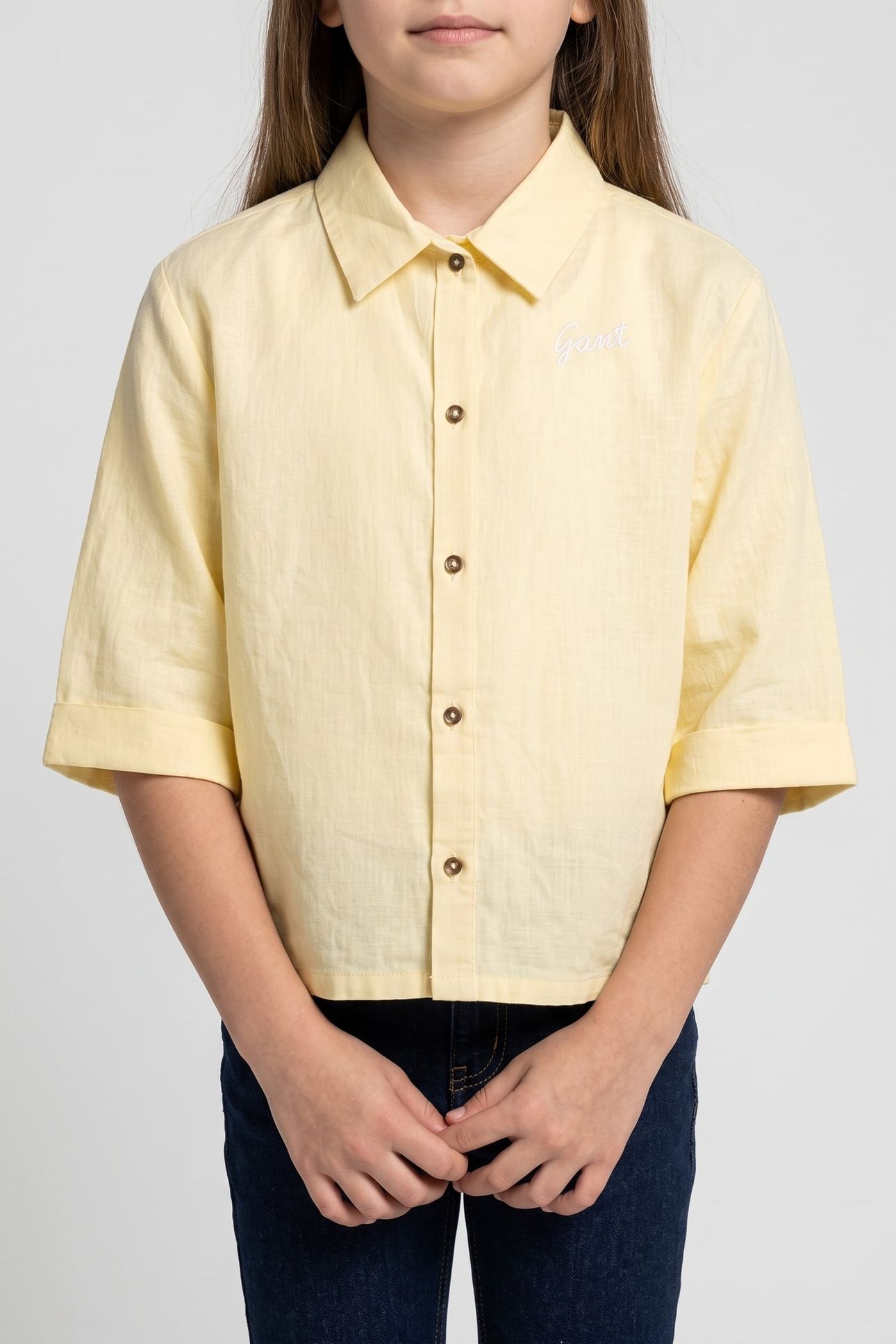 TEEN GIRLS RELAXED OVERSHIRT VANILLA YELLOW 1