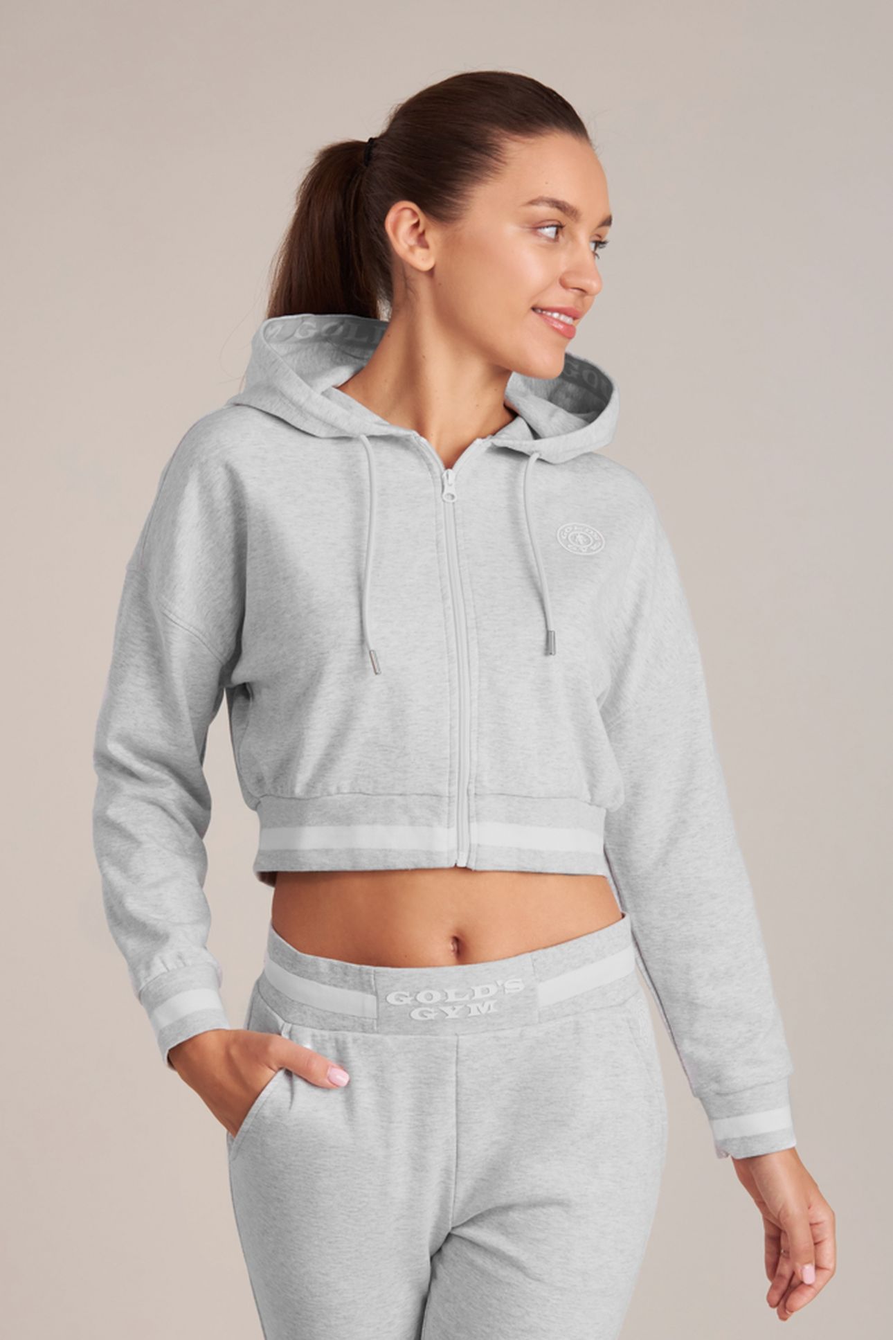 LADIES CROPPED HOODIE GREY 2