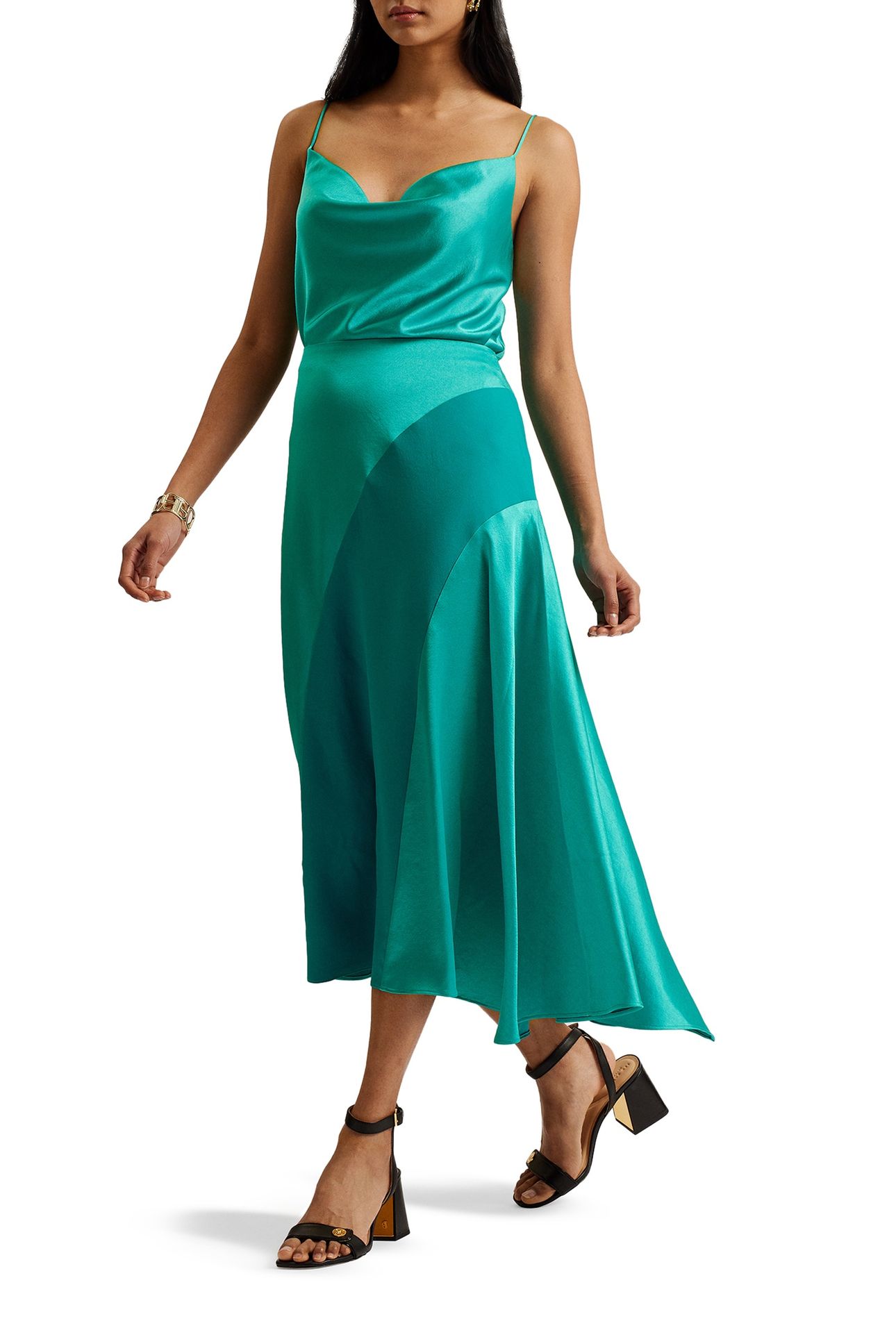 WMS BOLSENA SATIN MIDI SKIRT GREEN 1