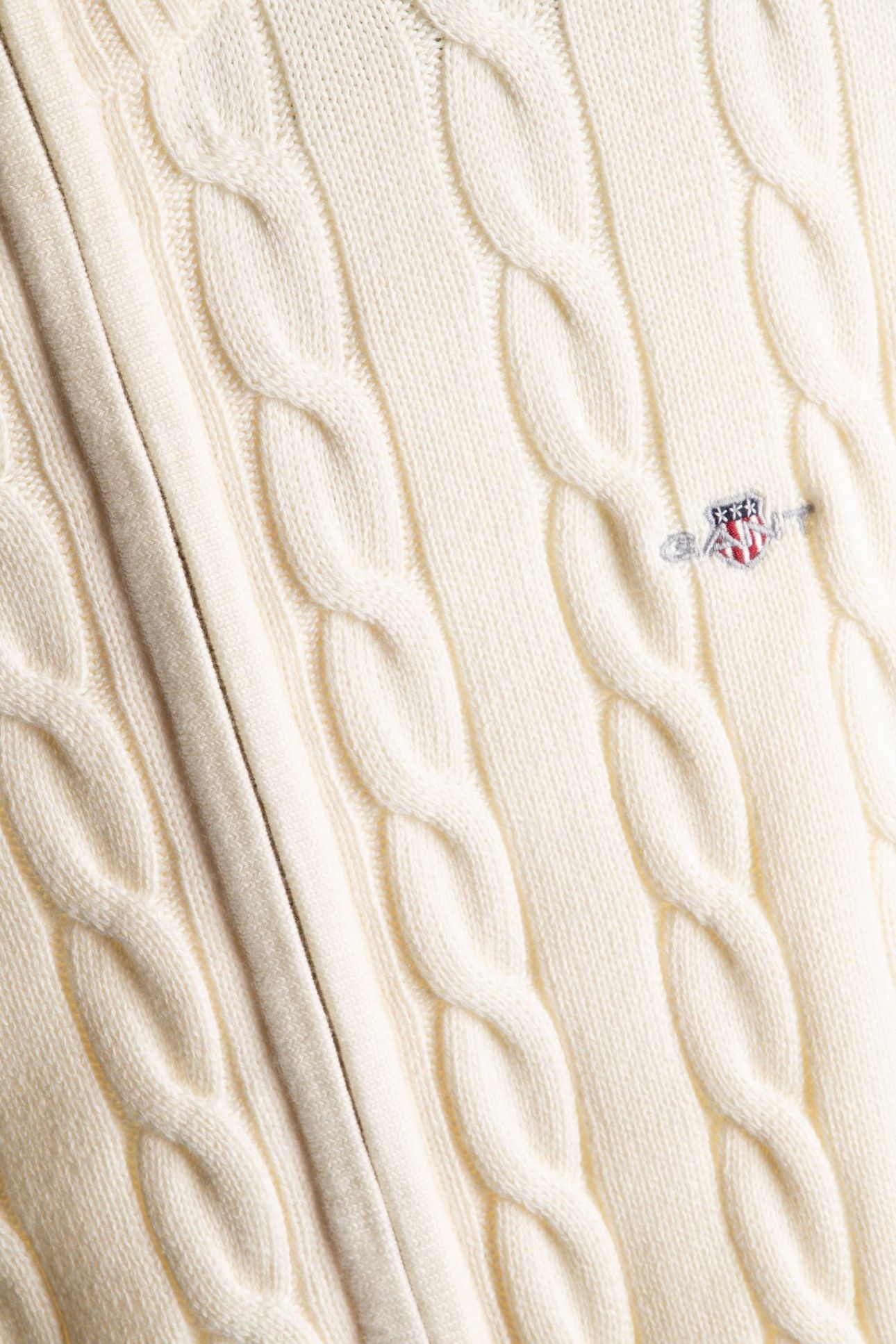 TEEN UNISEX COTTON CABLE FULL ZIP CARDIGAN CREAM 4