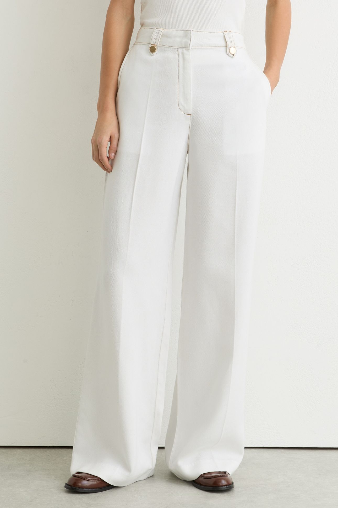 DETAIL WIDE LEG TROUSER WHITE 2
