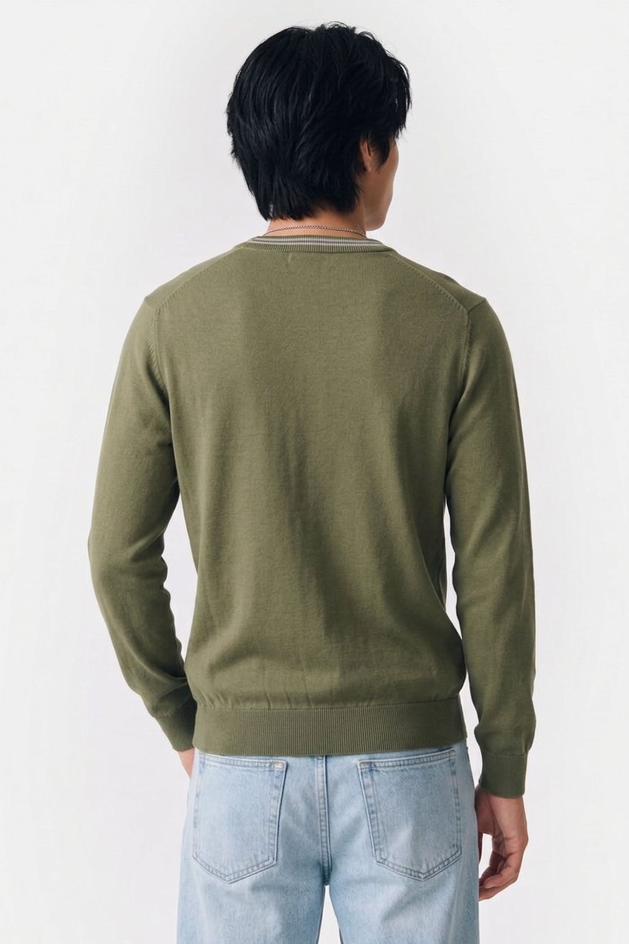 CLASSIC COTTON V-NECK DRY HERB GREEN 2