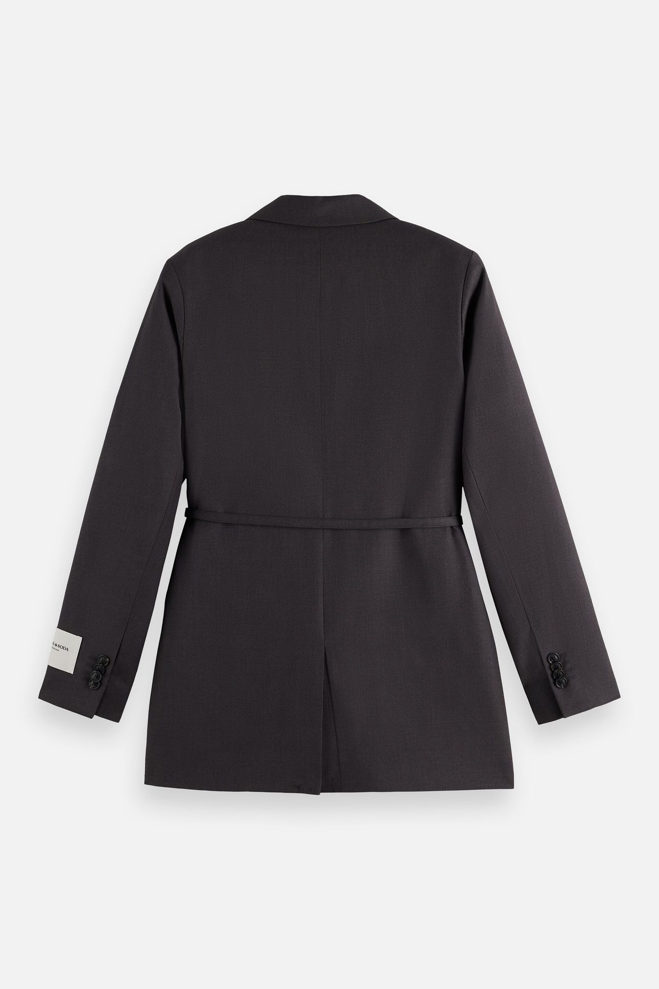DOUBLE BREASTED WOOL BOYFRIEND BLAZER WITH BELT CHARCOAL 6