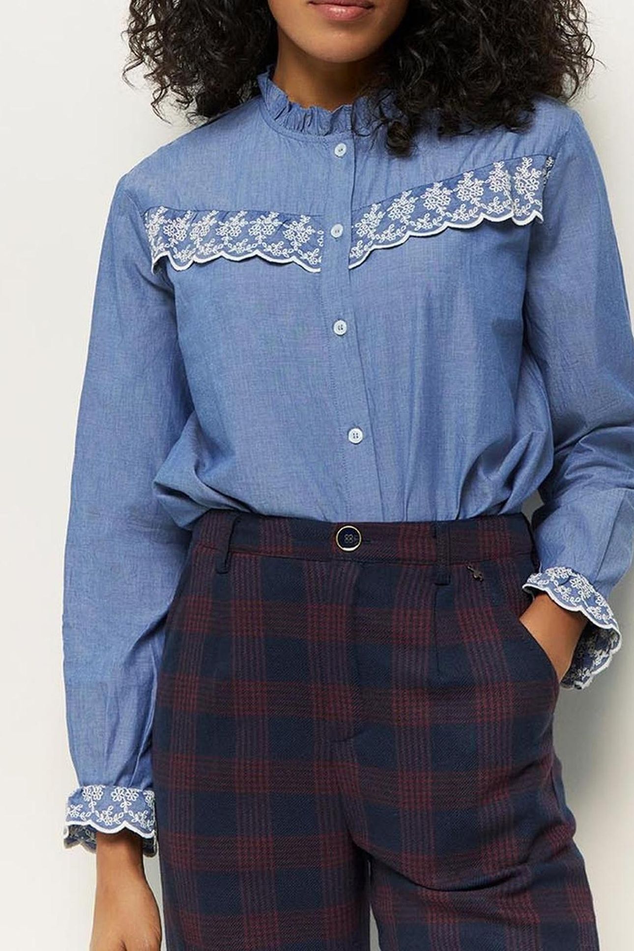 PATRIOTE _ NAVY SUIT TROUSERS WITH TARTAN PATTERN 5