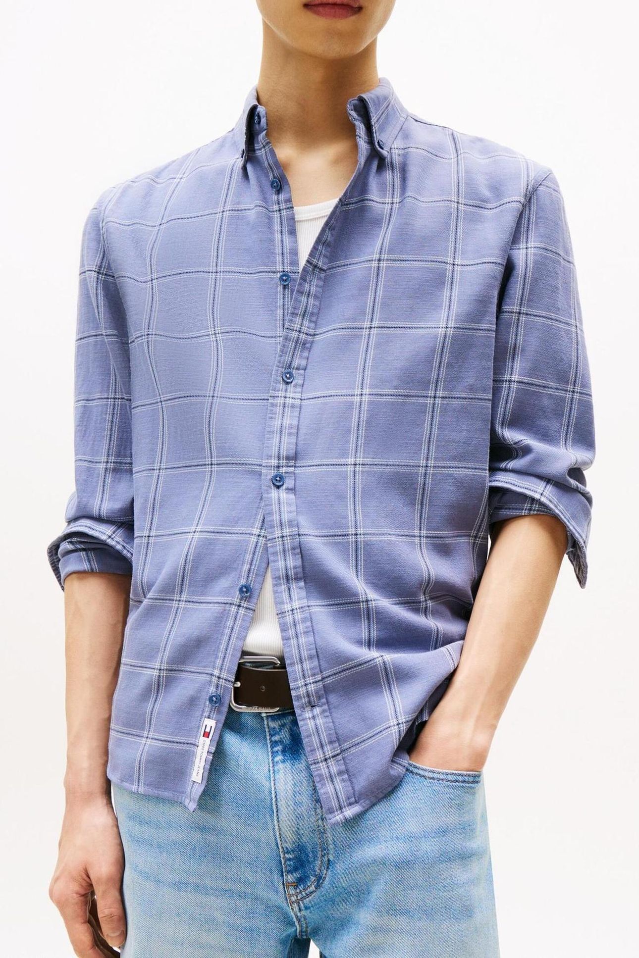 TJM ESSENTIAL TWILL SHIRT BLUE MOMENT CHECK 1