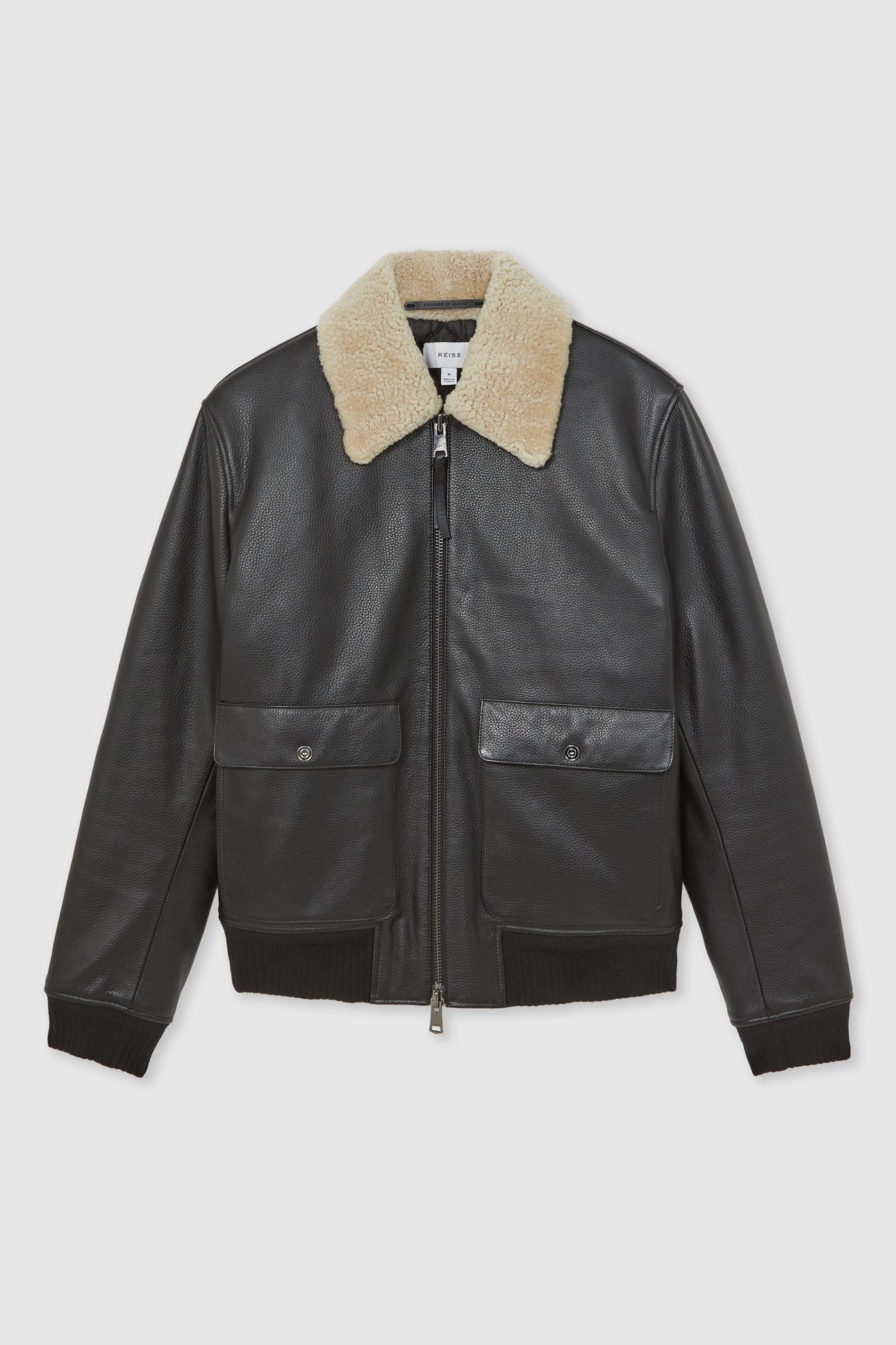 LS SHEARLING COLLAR LEATHER JACKET BLACK 3