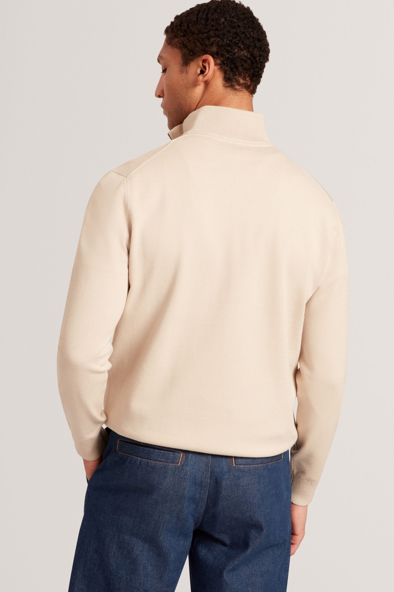 LS BRANDED CHECK HALF ZIP TAUPE 3
