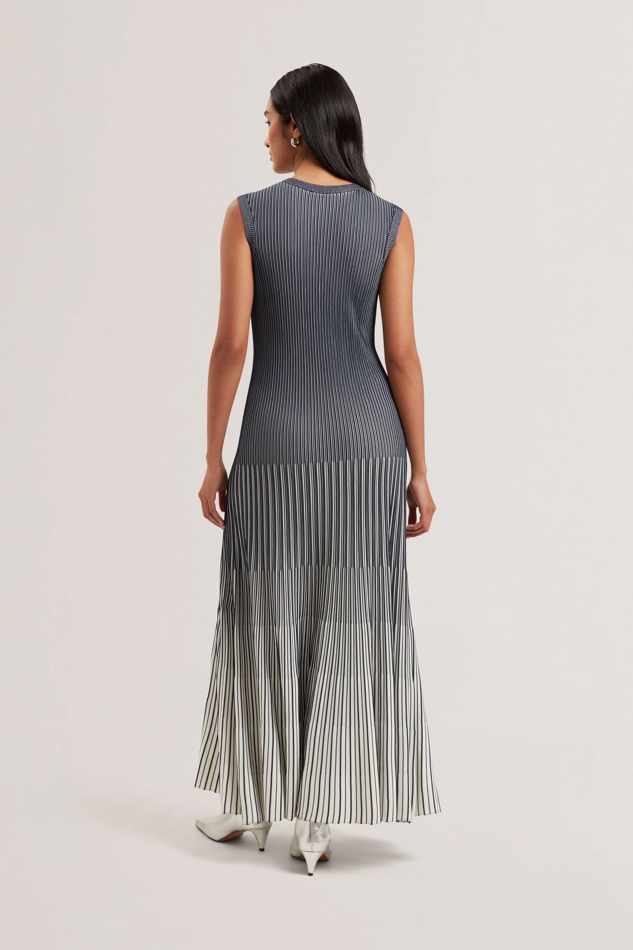 DILYLAA TEXTURED STRIPE KNITTED DRESS NAVY 2