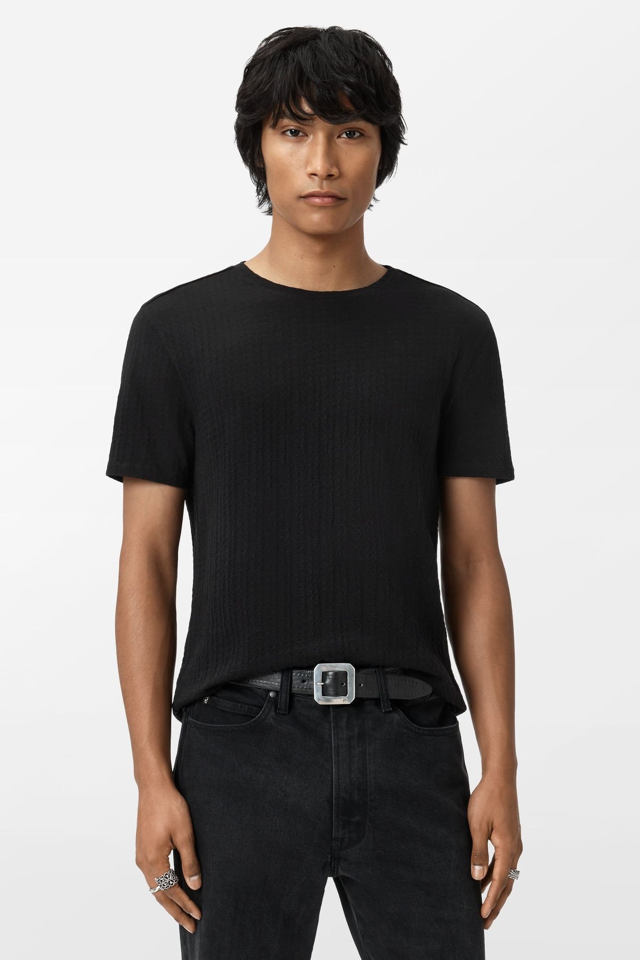 BRASSE SS CREW W CHAIN TEXTURE BLACK 1